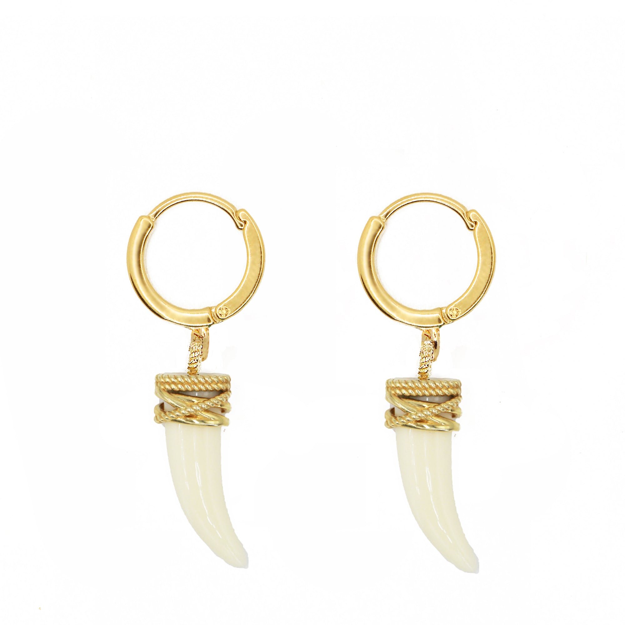 Tribal gold-plated earrings NILAI Beige