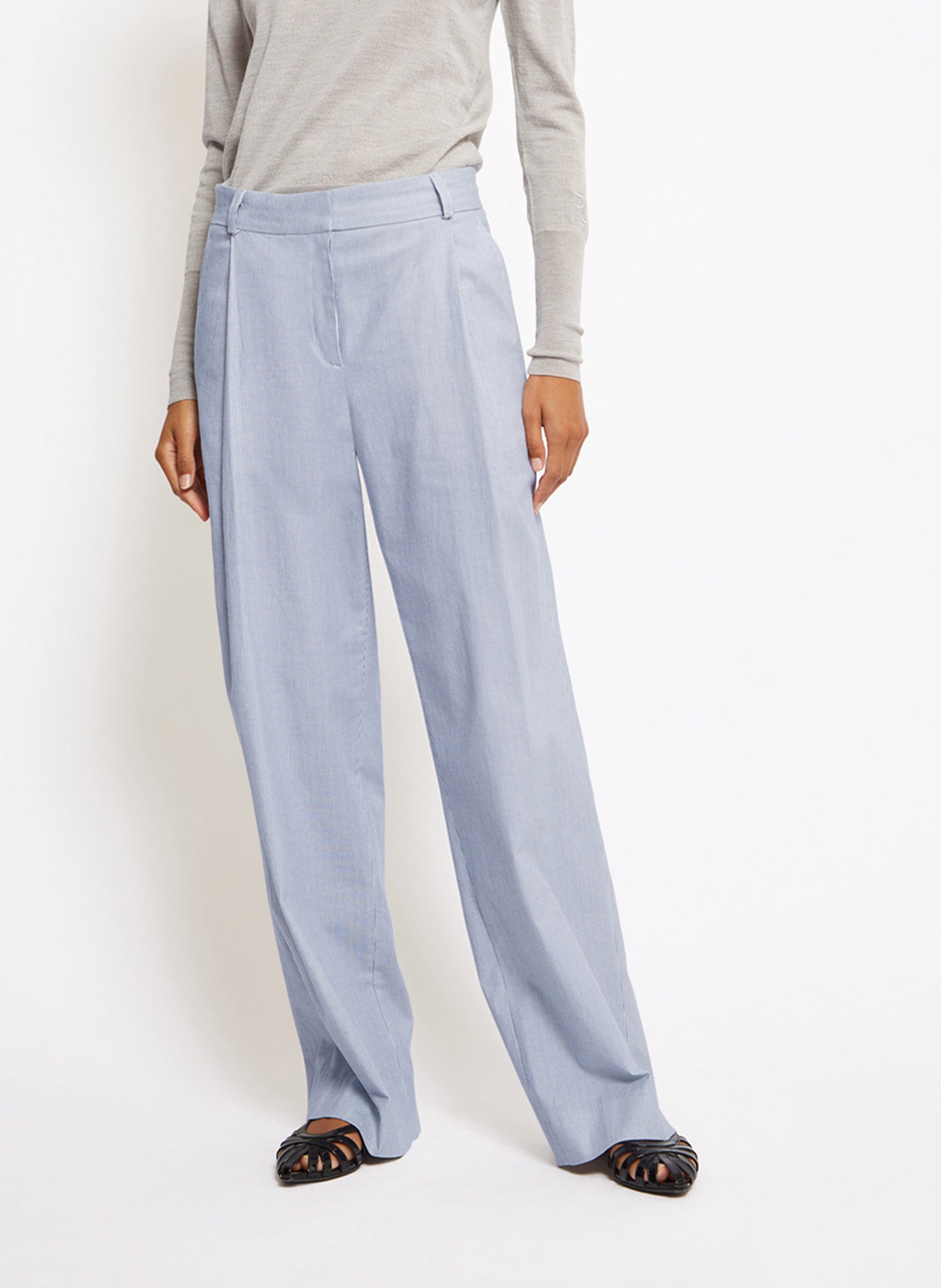 Pantalon droit à rayures fines ROSEANNA Blanc