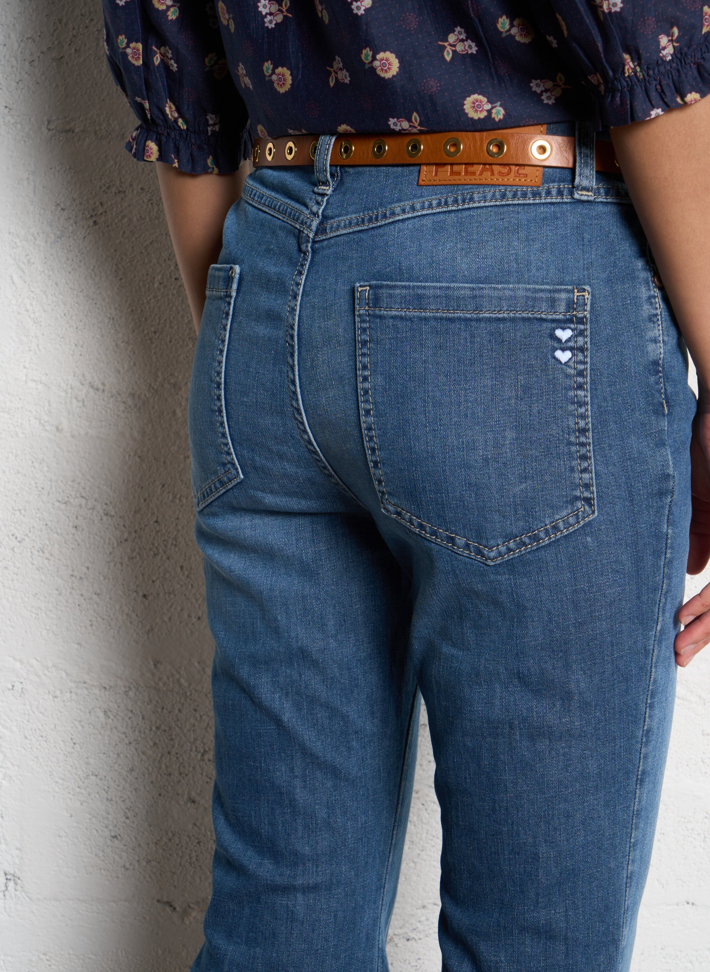 Jeans a gamba dritta tinta unita Blu