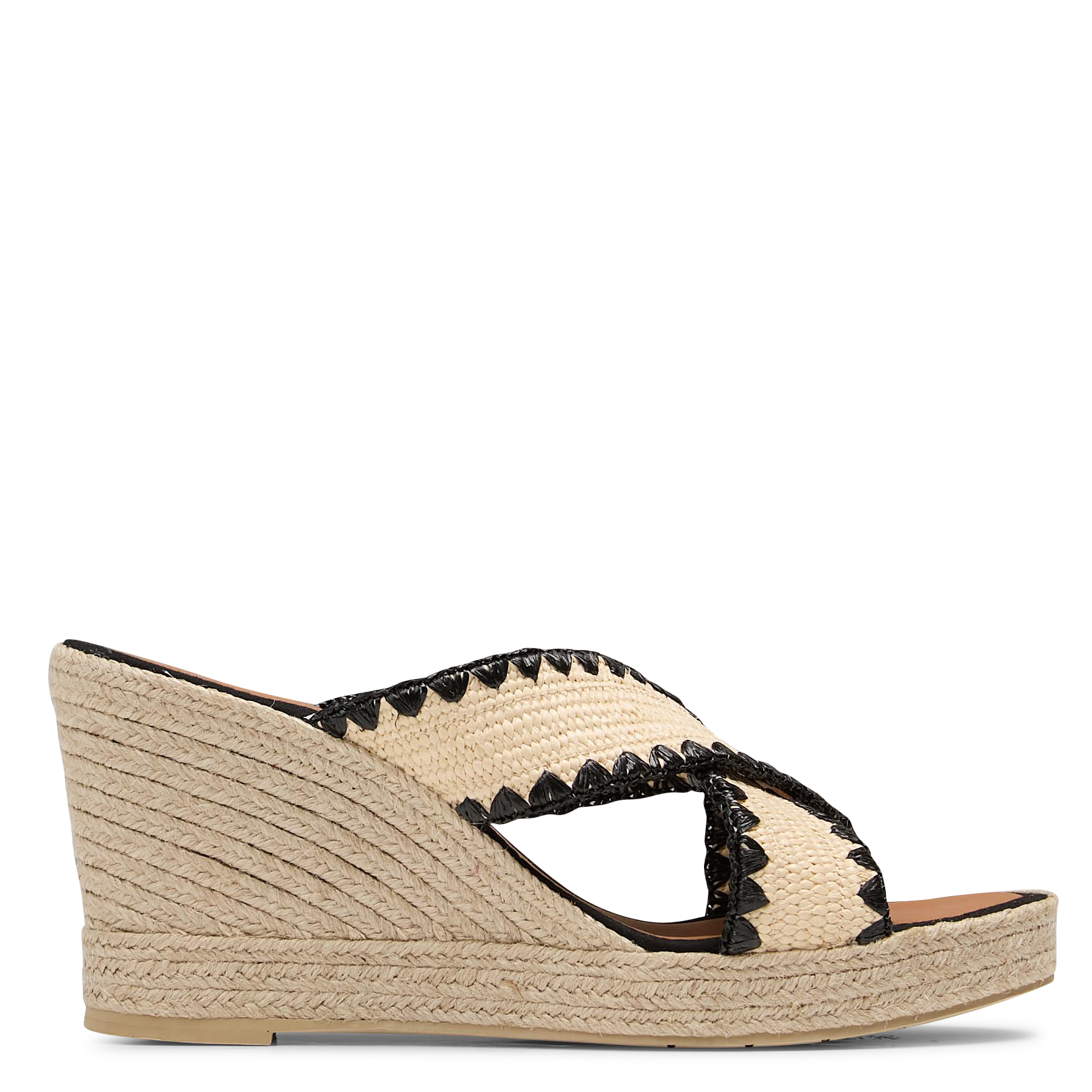 Mules compensées à larges brides raphia MON SOULIER Beige