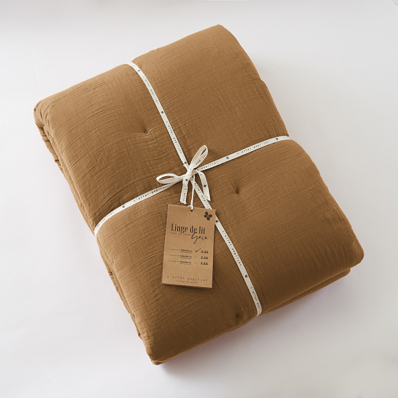 Cotton gauze bedspread or end-of-bed throw L'EFFET PAPILLON Multicolored