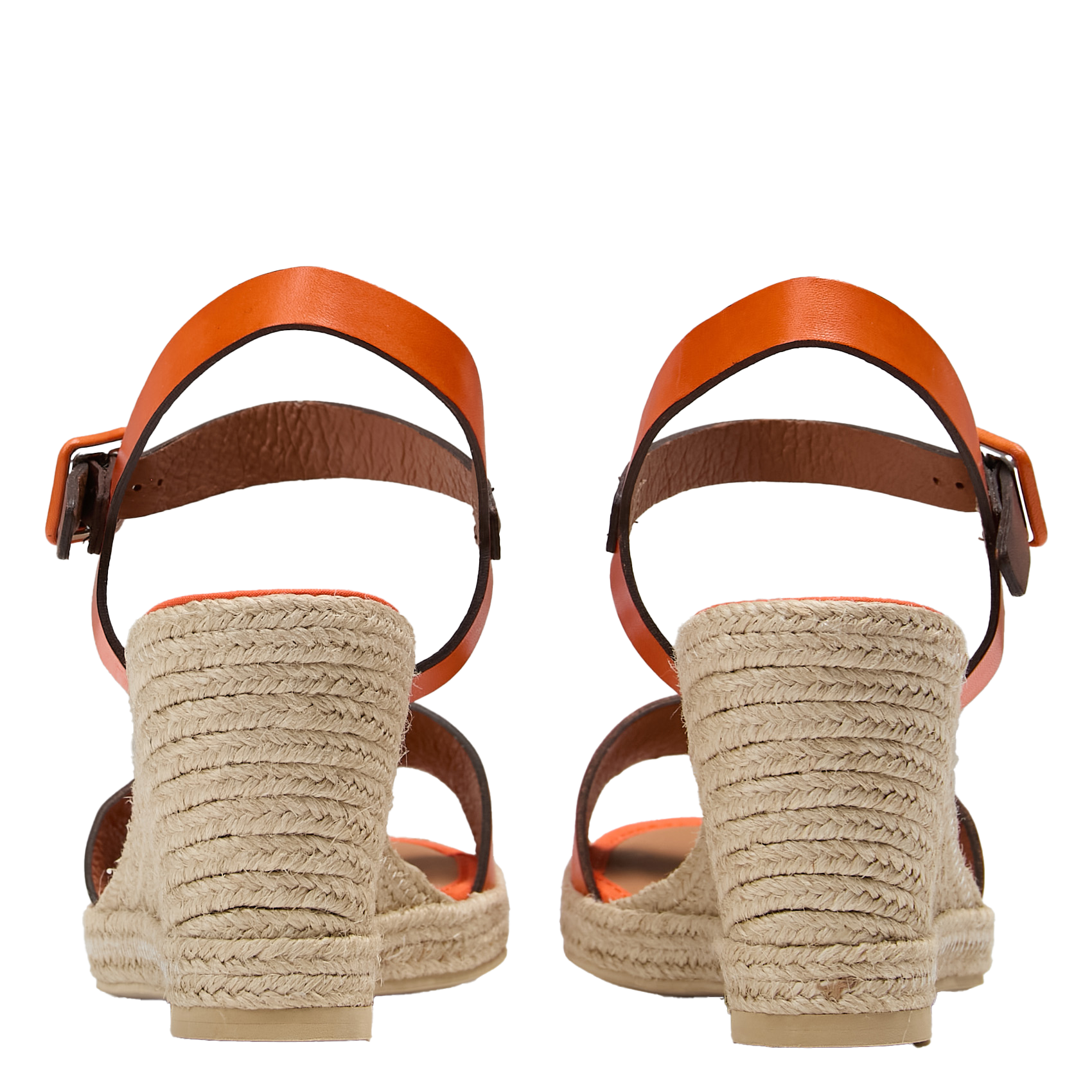 Bicolor leren sleehak espadrilles MON SOULIER Oranje