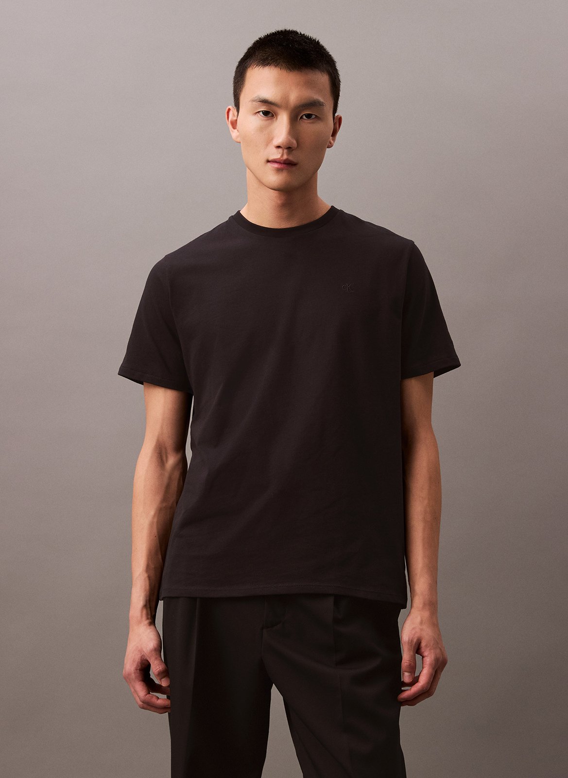 Tee-shirt droit en coton CALVIN KLEIN Noir