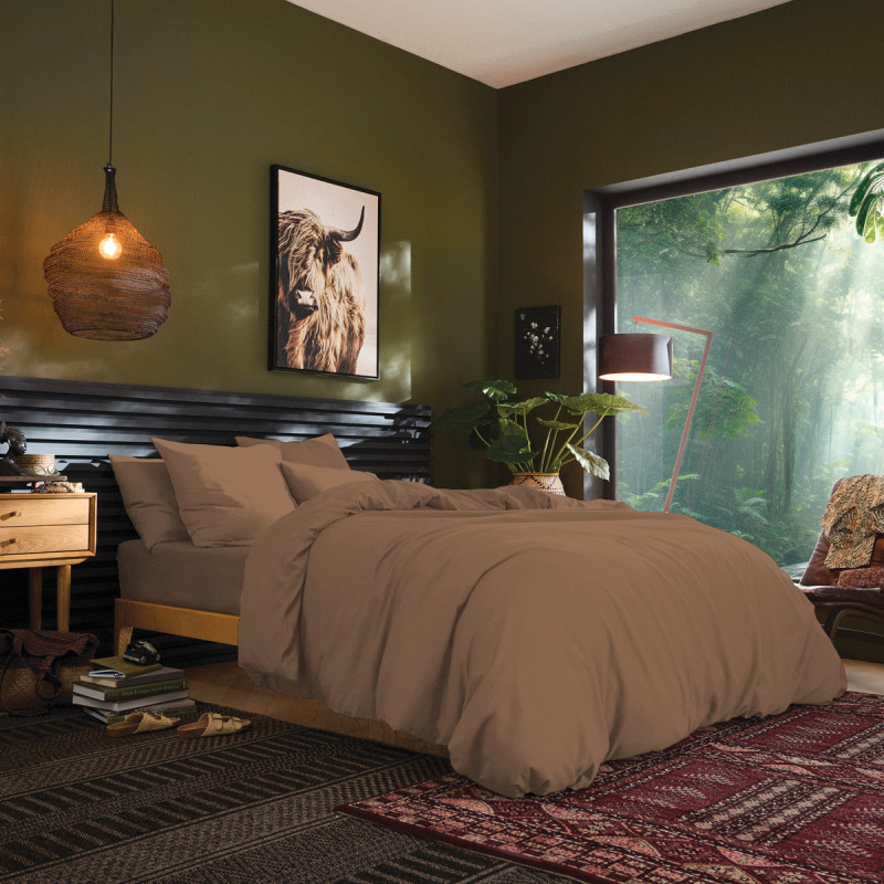 260 x 240 cm "premium" duvet cover for king size bed COTON PUR Brown