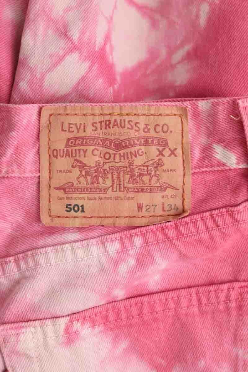 Jean droit 501 en coton LEVI'S - Seconde main Rose