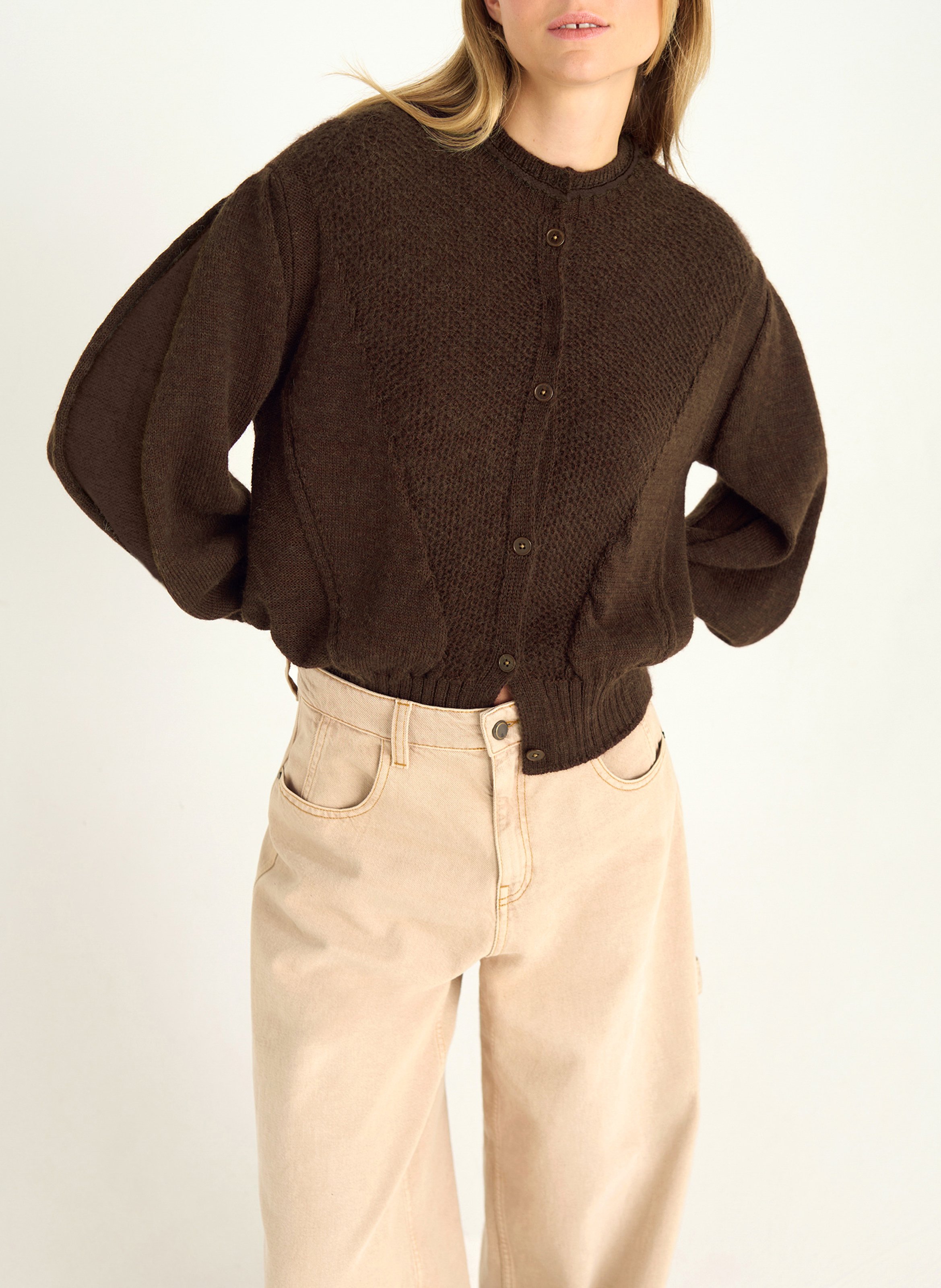 Oversized cardigan van wolmix COTELAC Violet