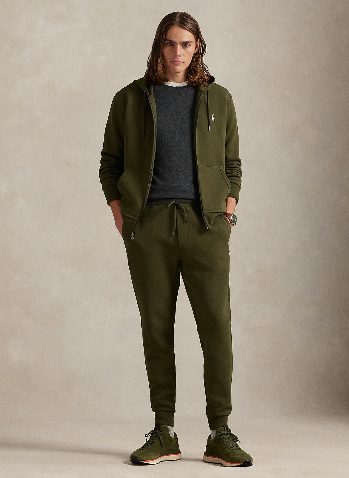 Zip-up soft cotton hoodie POLO RALPH LAUREN Green