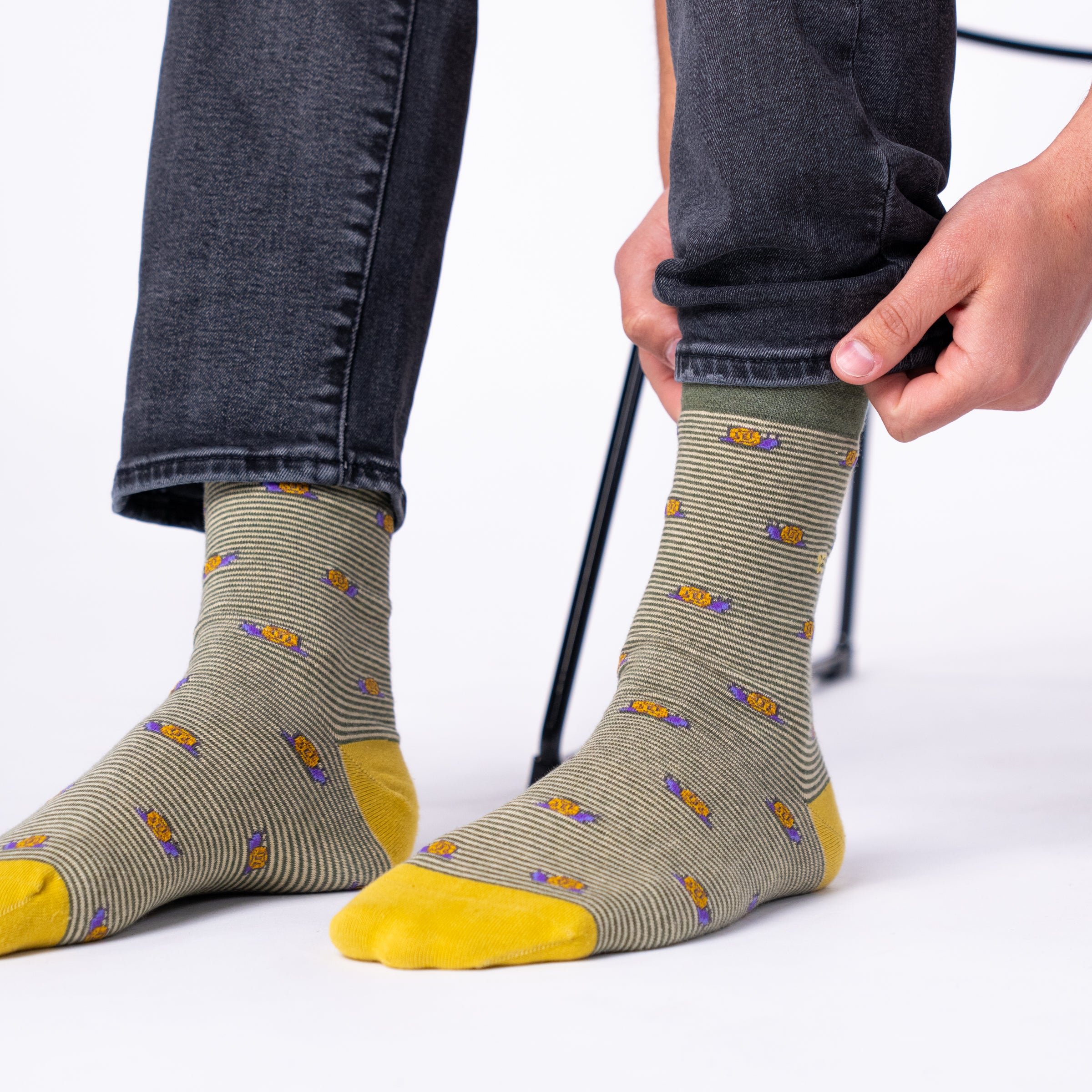 Combed Cotton Animal Socks Khaki