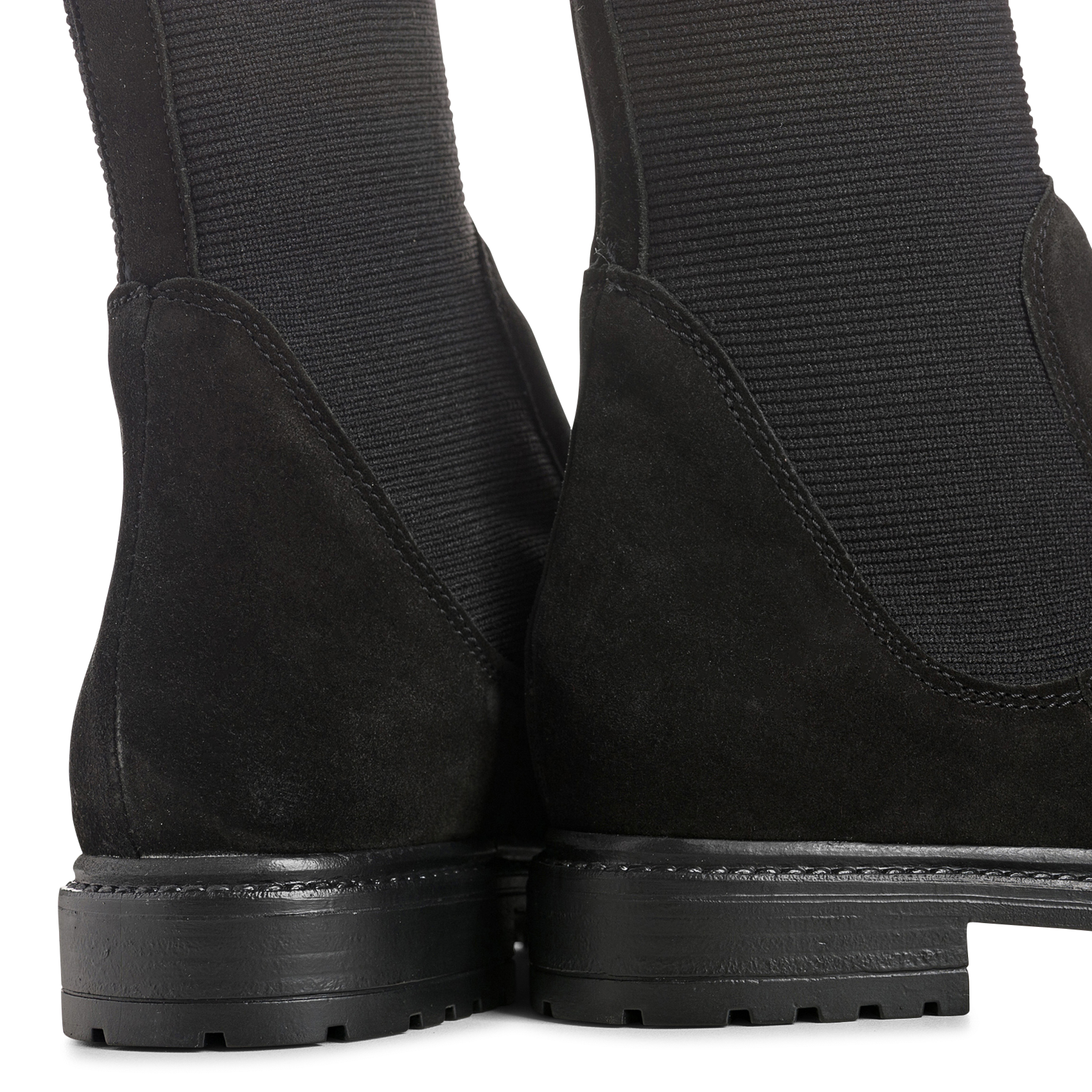 Effen leren enkellaarzen met textuur REQINS Zwart