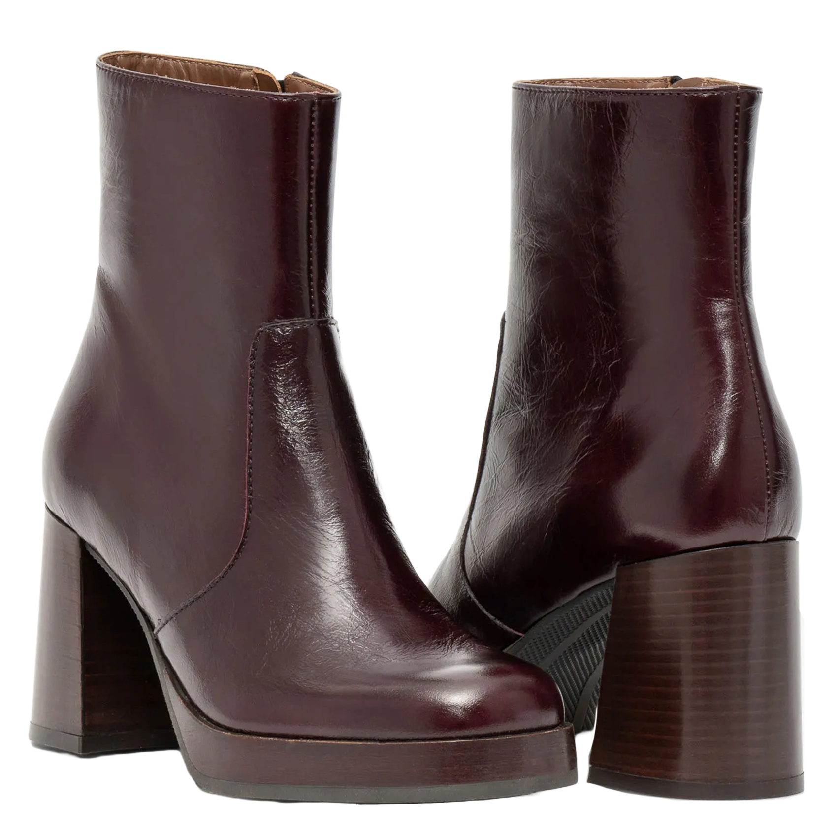 Patent leather platform boots BOCAGE Brown