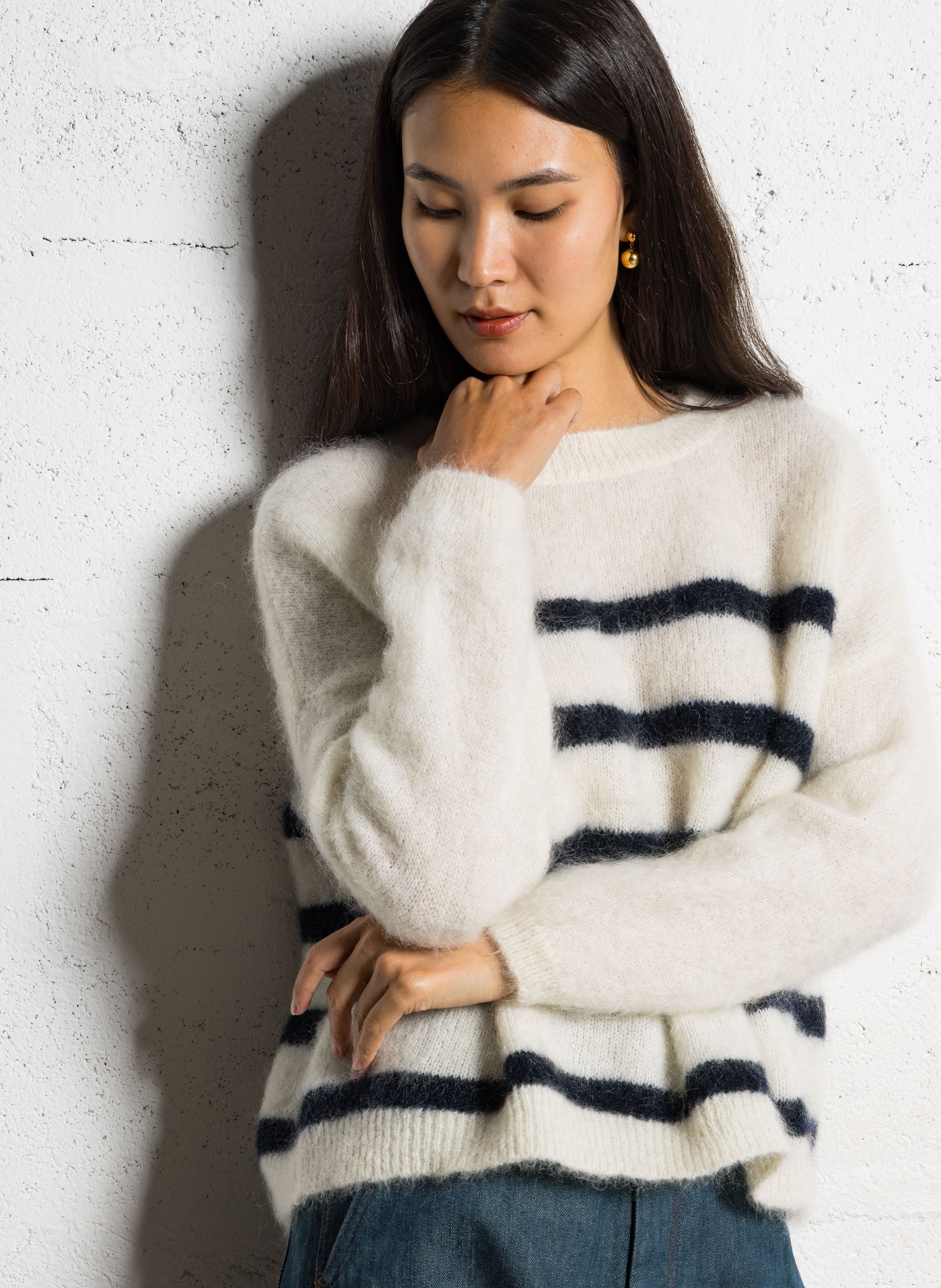 Wool-blend loose-fit striped sweater DES PETITS HAUTS