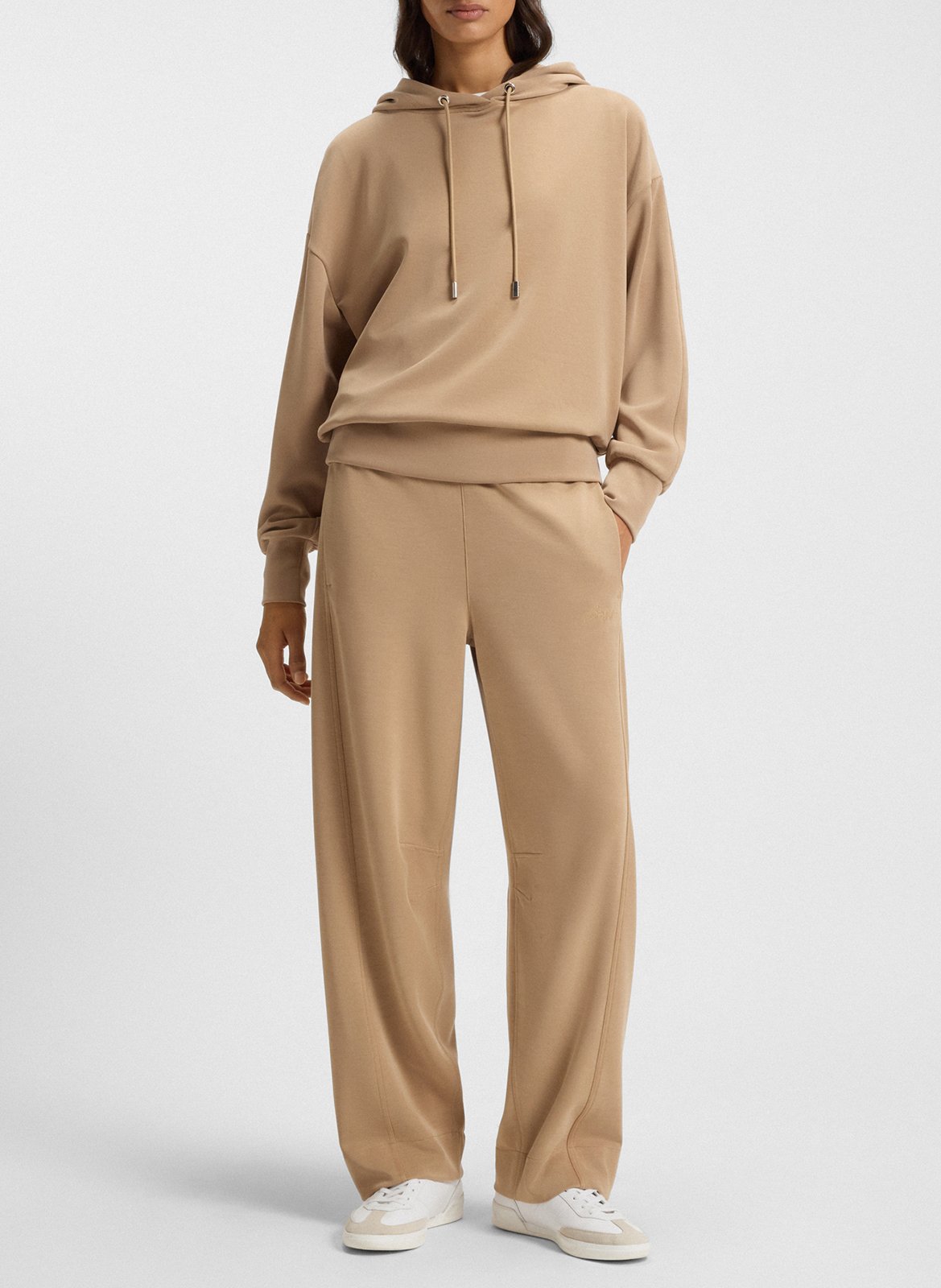 Sweat uni ample à capuche BOSS Marron