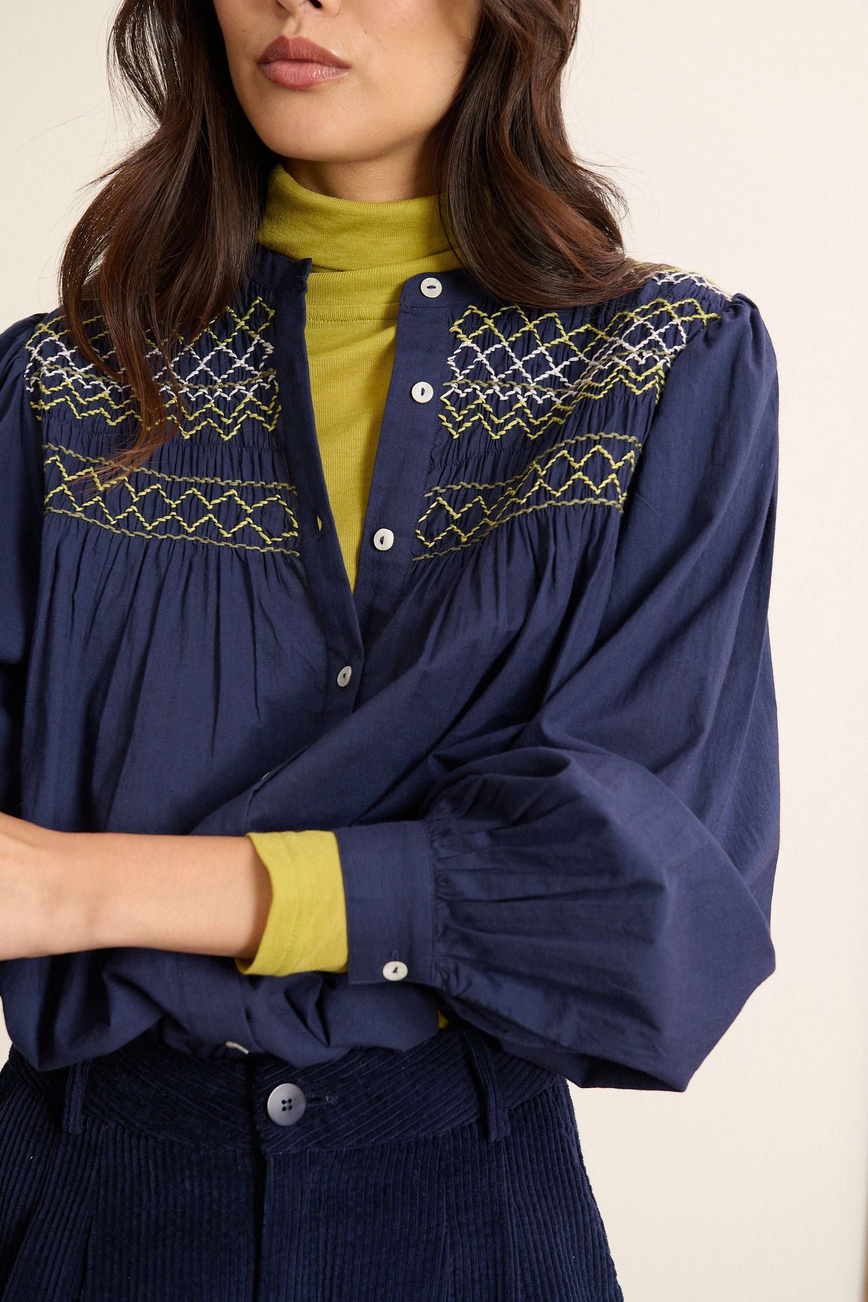 Embroidered long-sleeve blouse GARANCE PARIS Blue