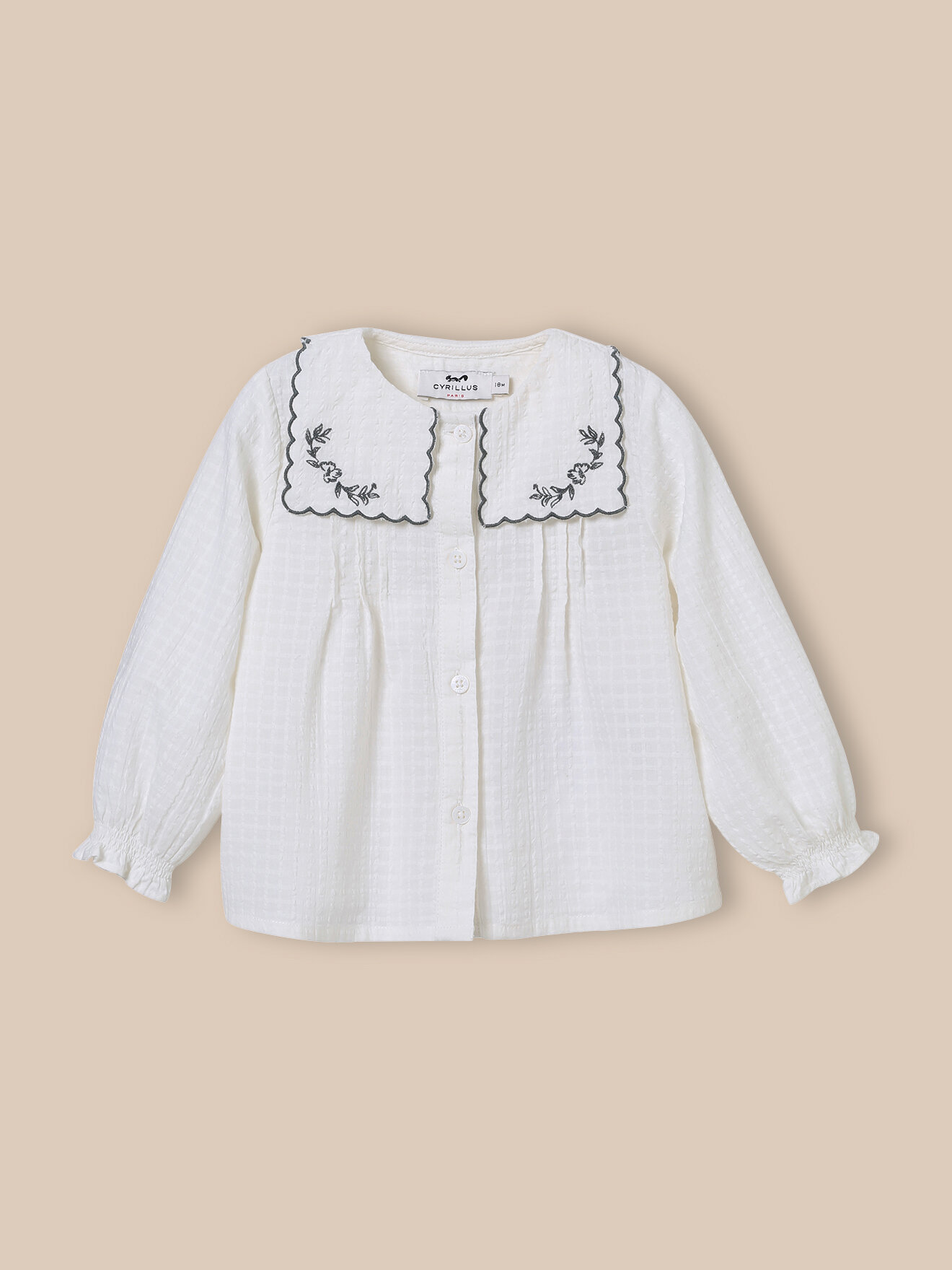 Blouse with embroidered collar CYRILLUS White