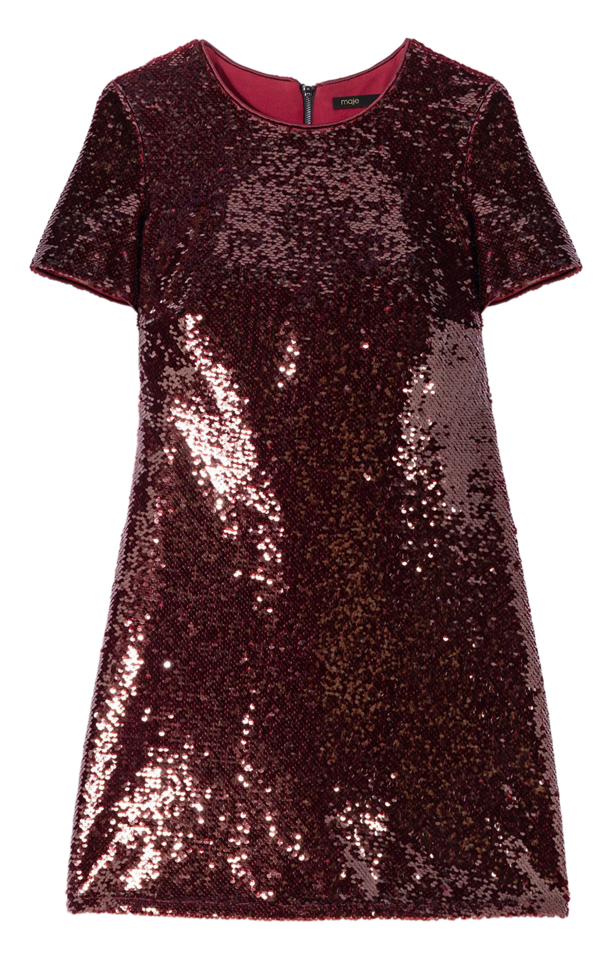 Sequined midi dress with round neck MAJE Red