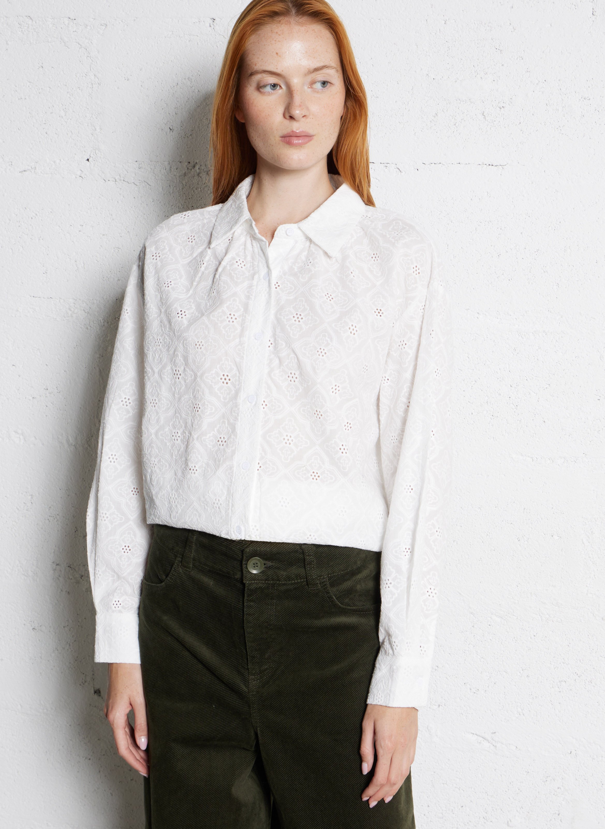 Chemise oversize col classique en coton SEE U SOON Blanc