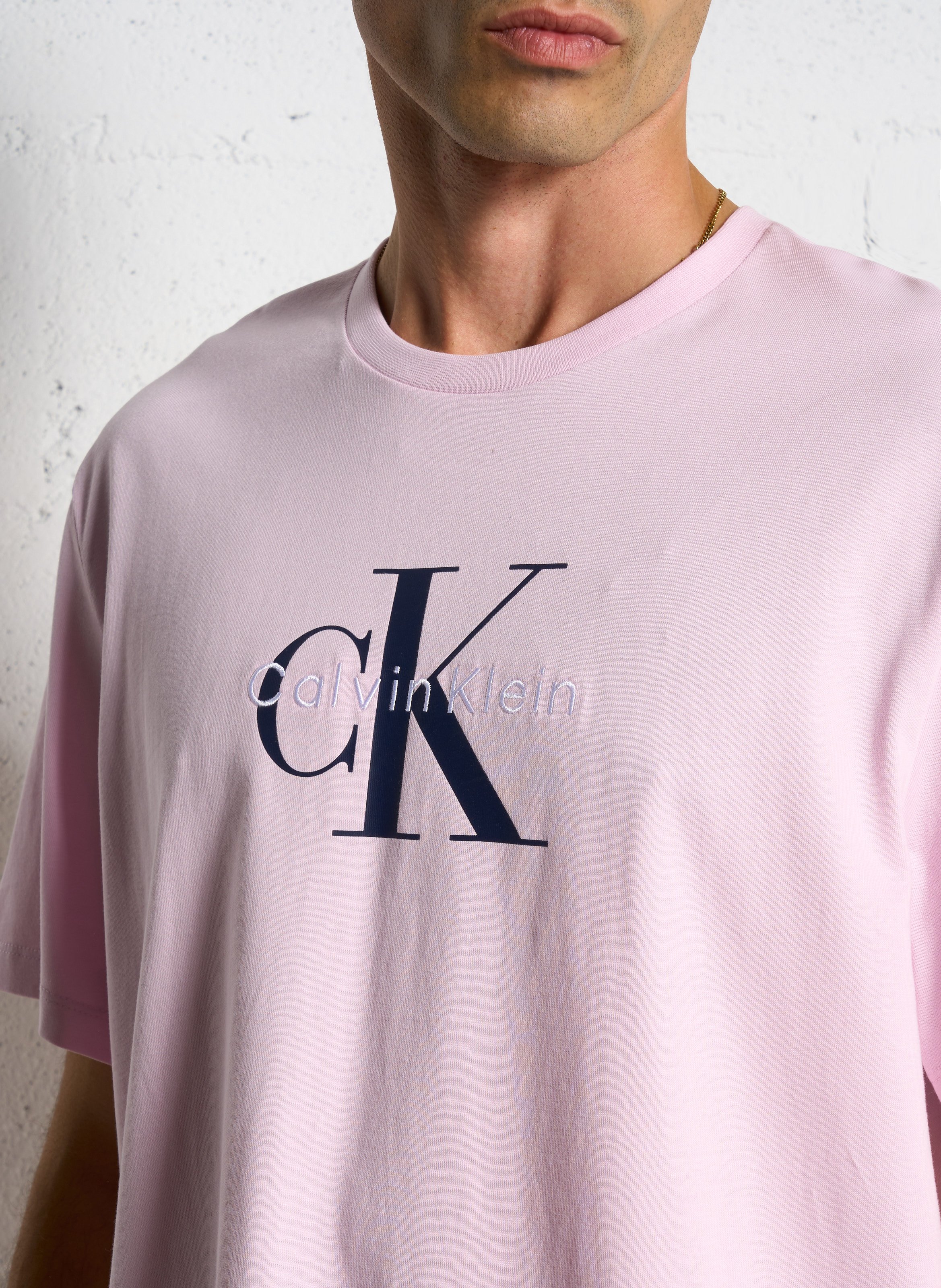 Tee-shirt droit en coton sérigraphié CALVIN KLEIN Violet