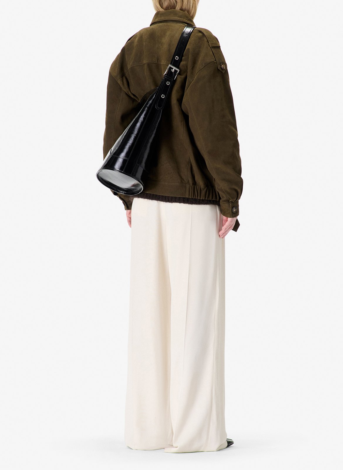 Blouson oversize col classique en cuir IRO Gris