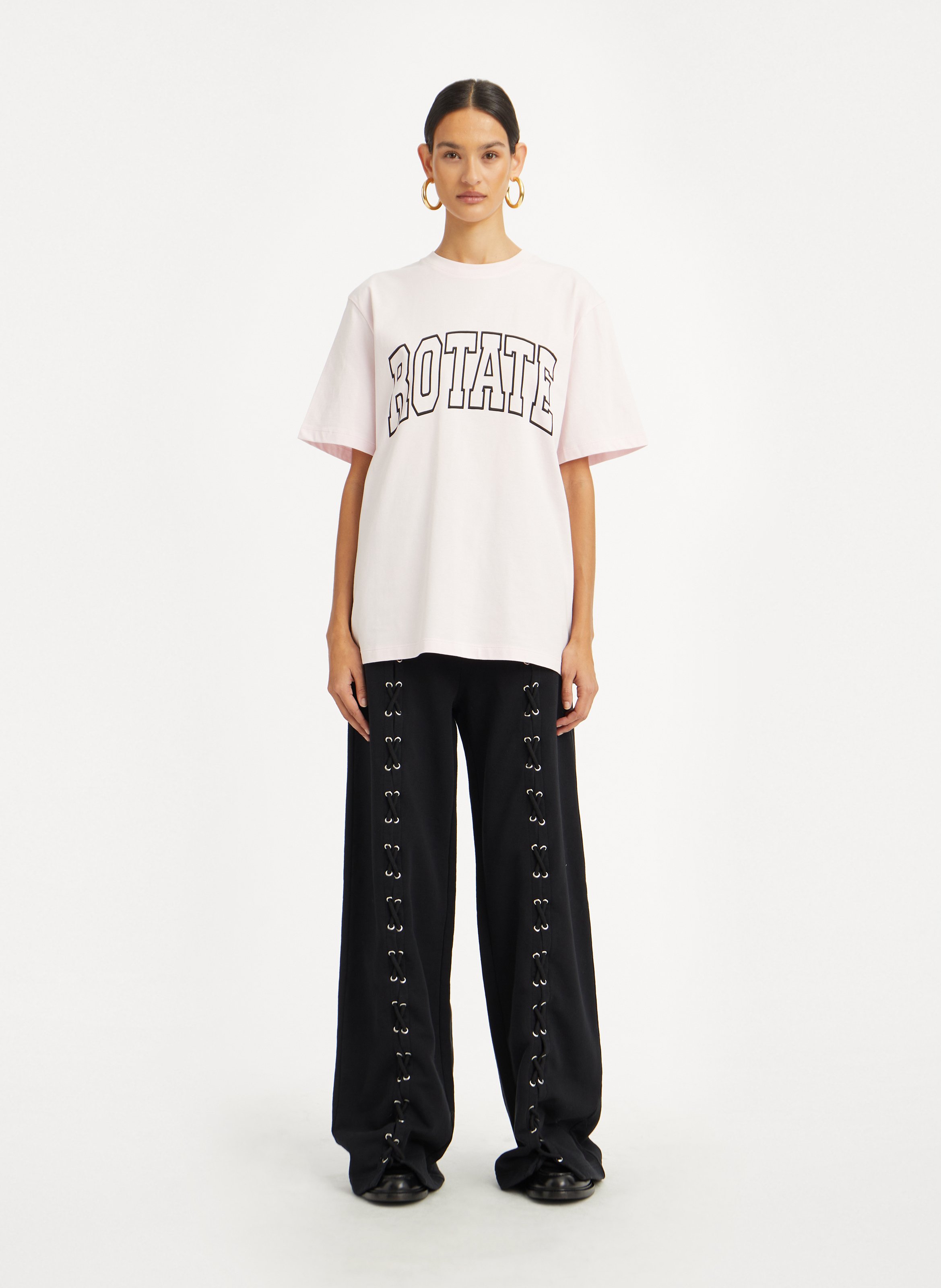 Oversized organic cotton T-shirt ROTATE Pink