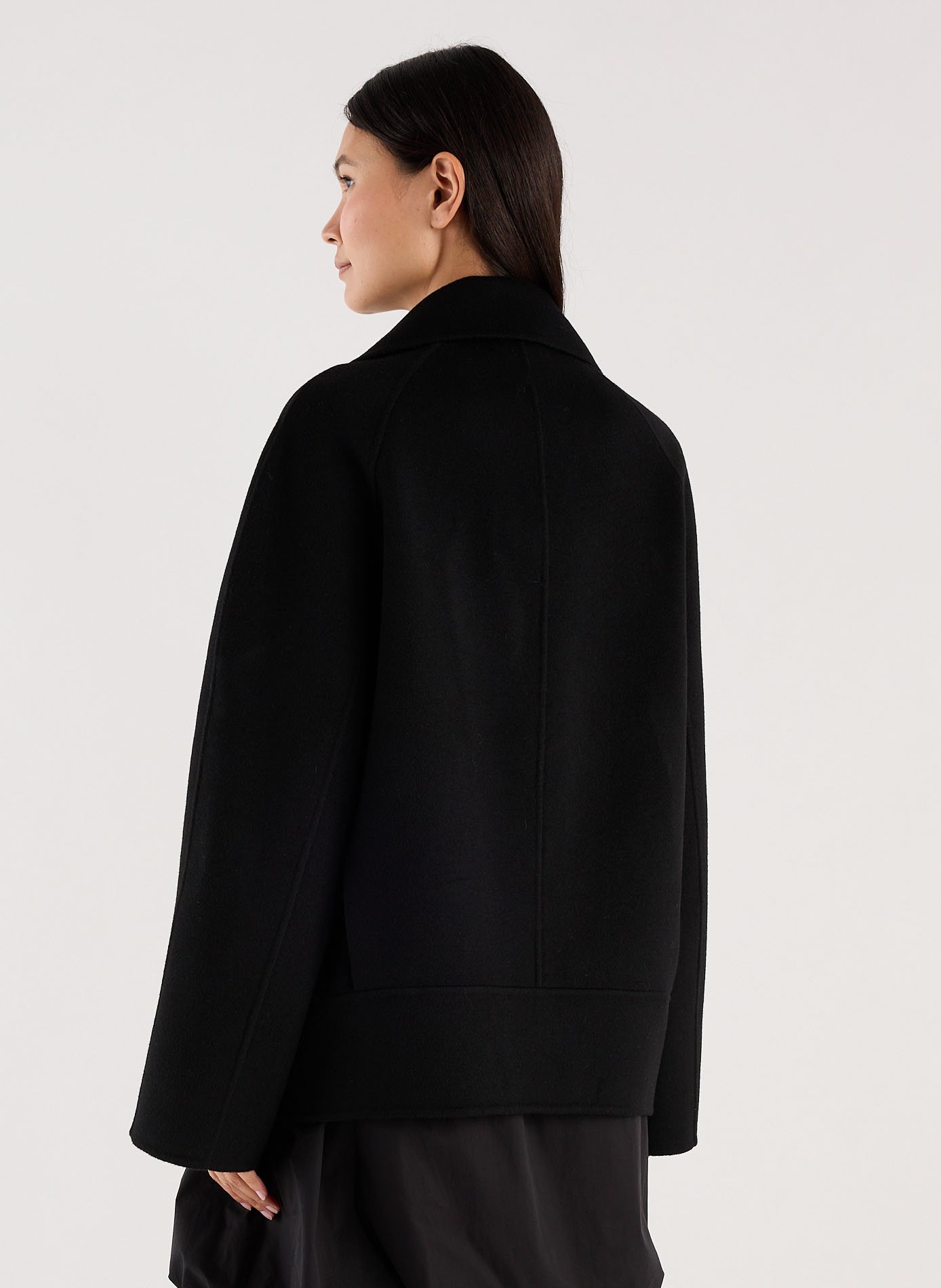 Fitted wool-blend suit collar jacket SAISON 1865 Black