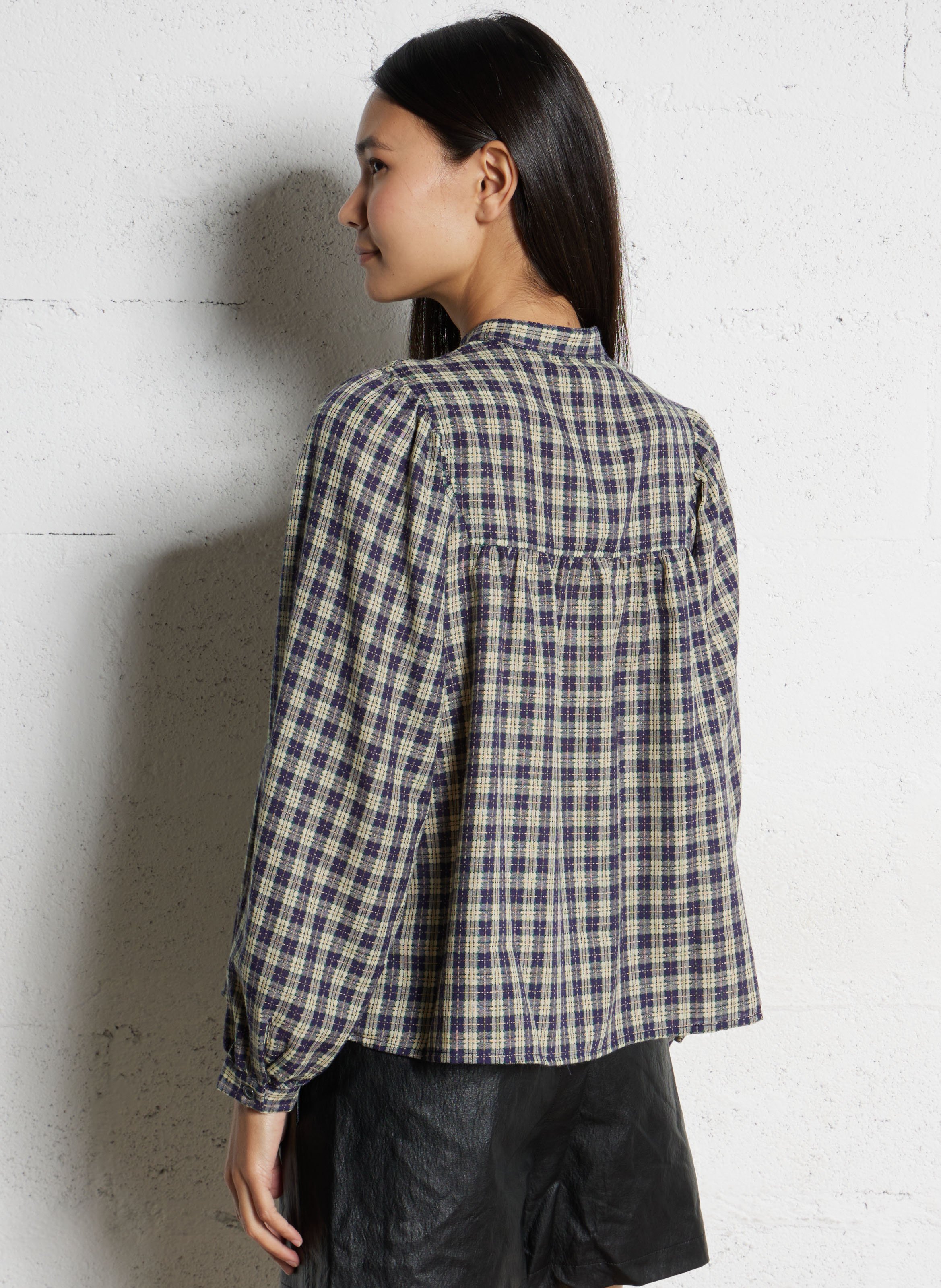 Baumwollbluse mit Rundhalsausschnitt THE KORNER Blau