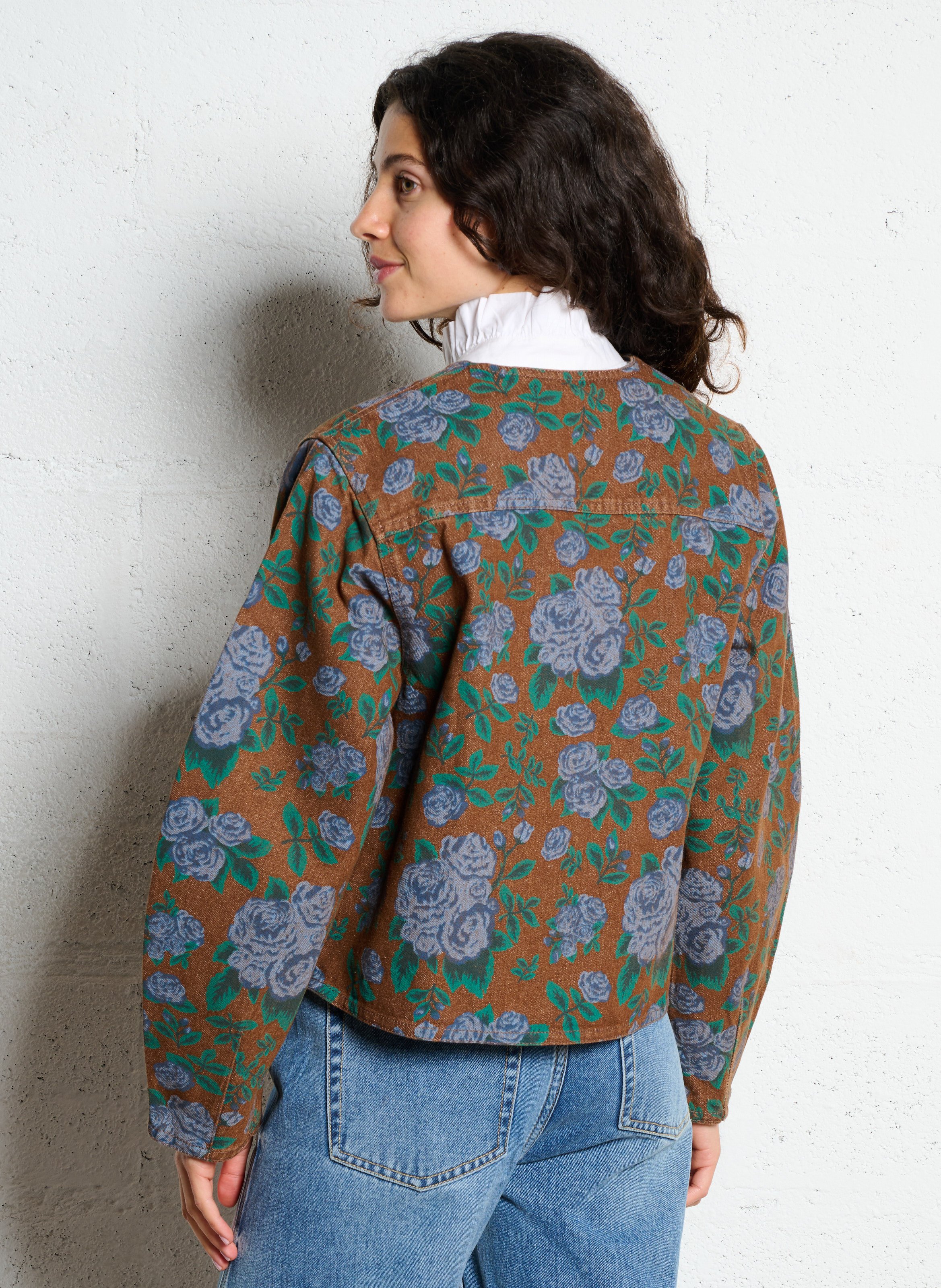 Short oversized coat in blended cotton. THE TINY BIG SISTER Brown