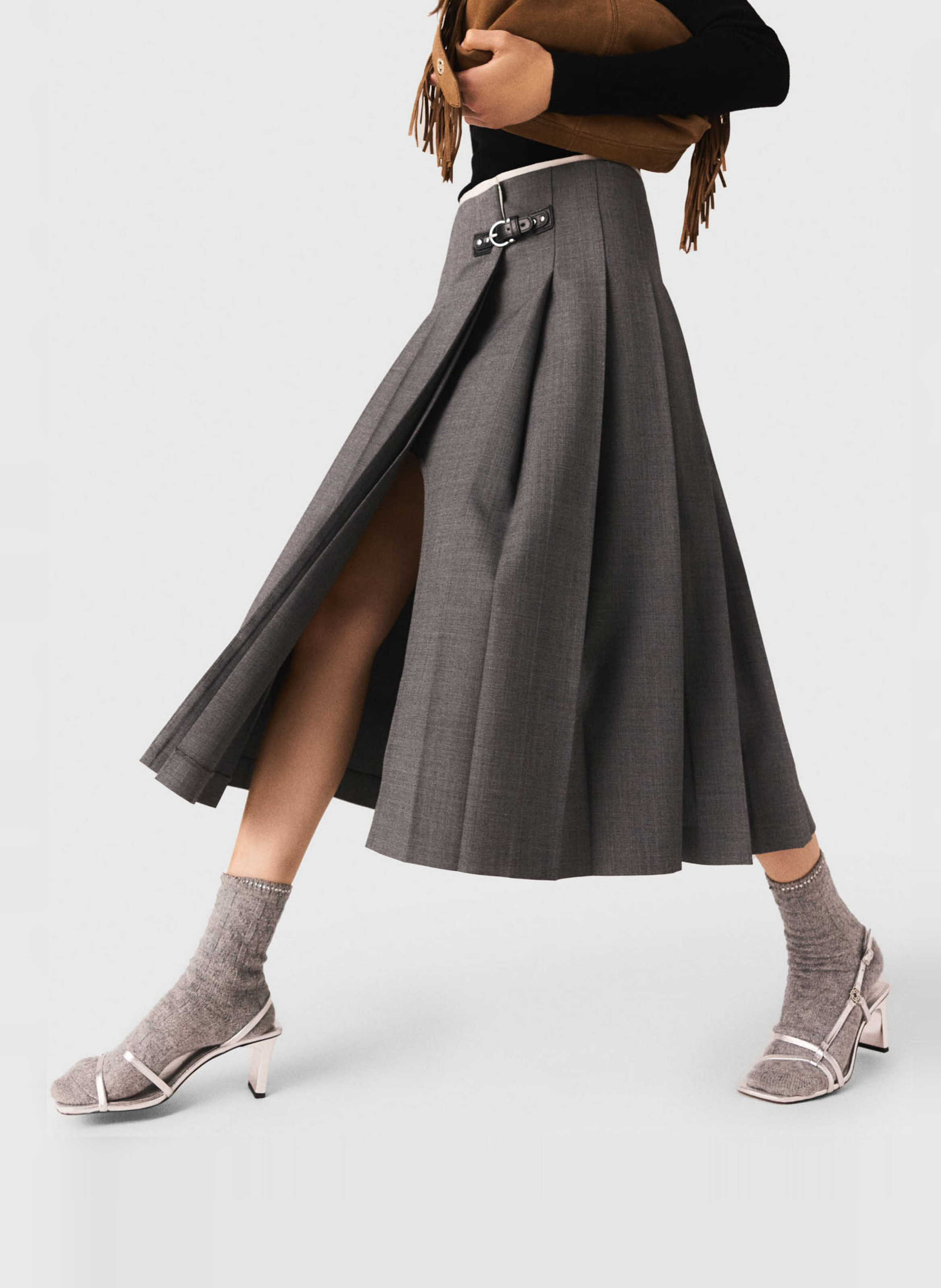 Halflange jurk met plooien en tie-dye-print MAJE Grijs