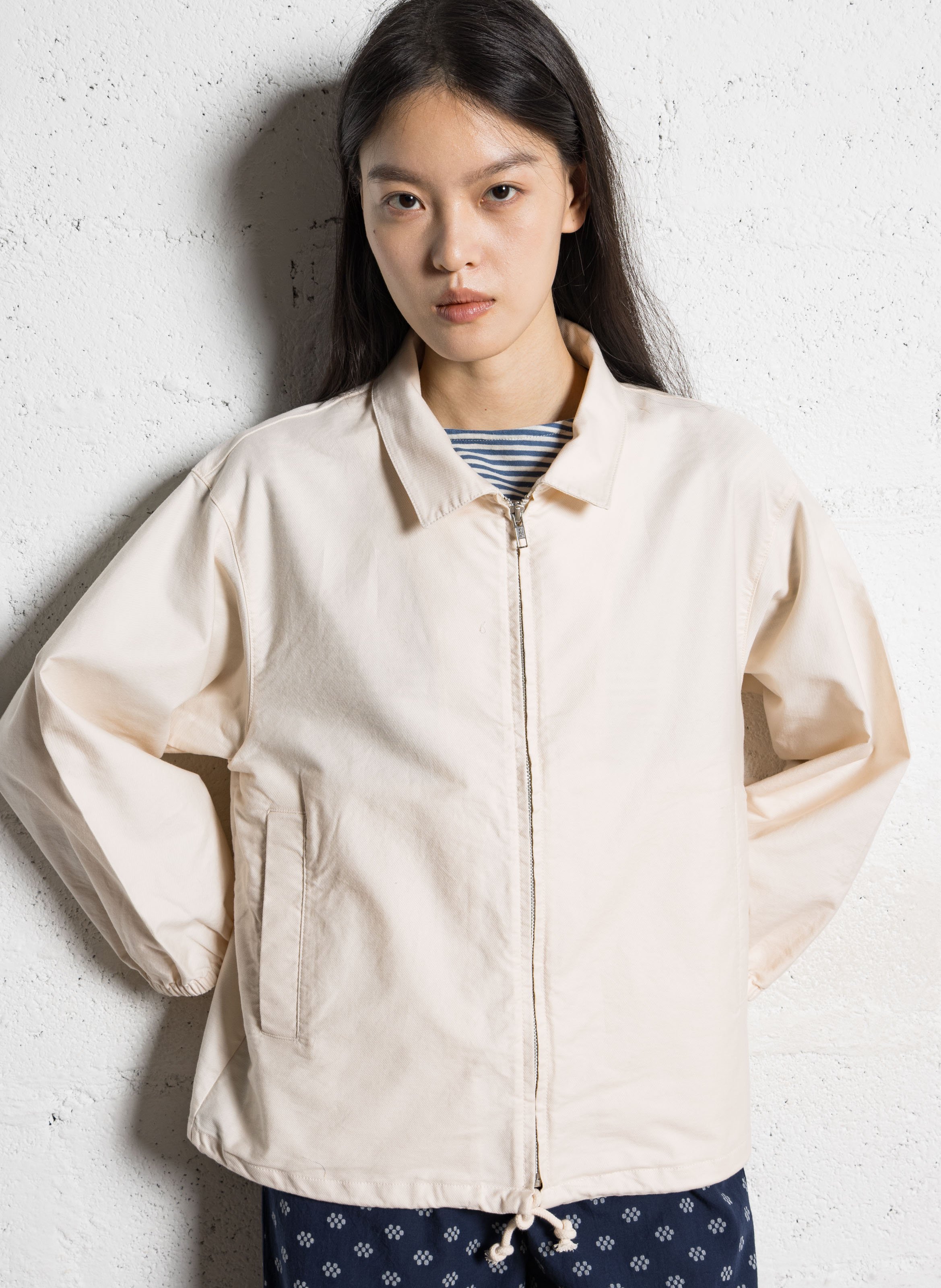 Classic straight collar jacket in mixed cotton NICE THINGS Pink