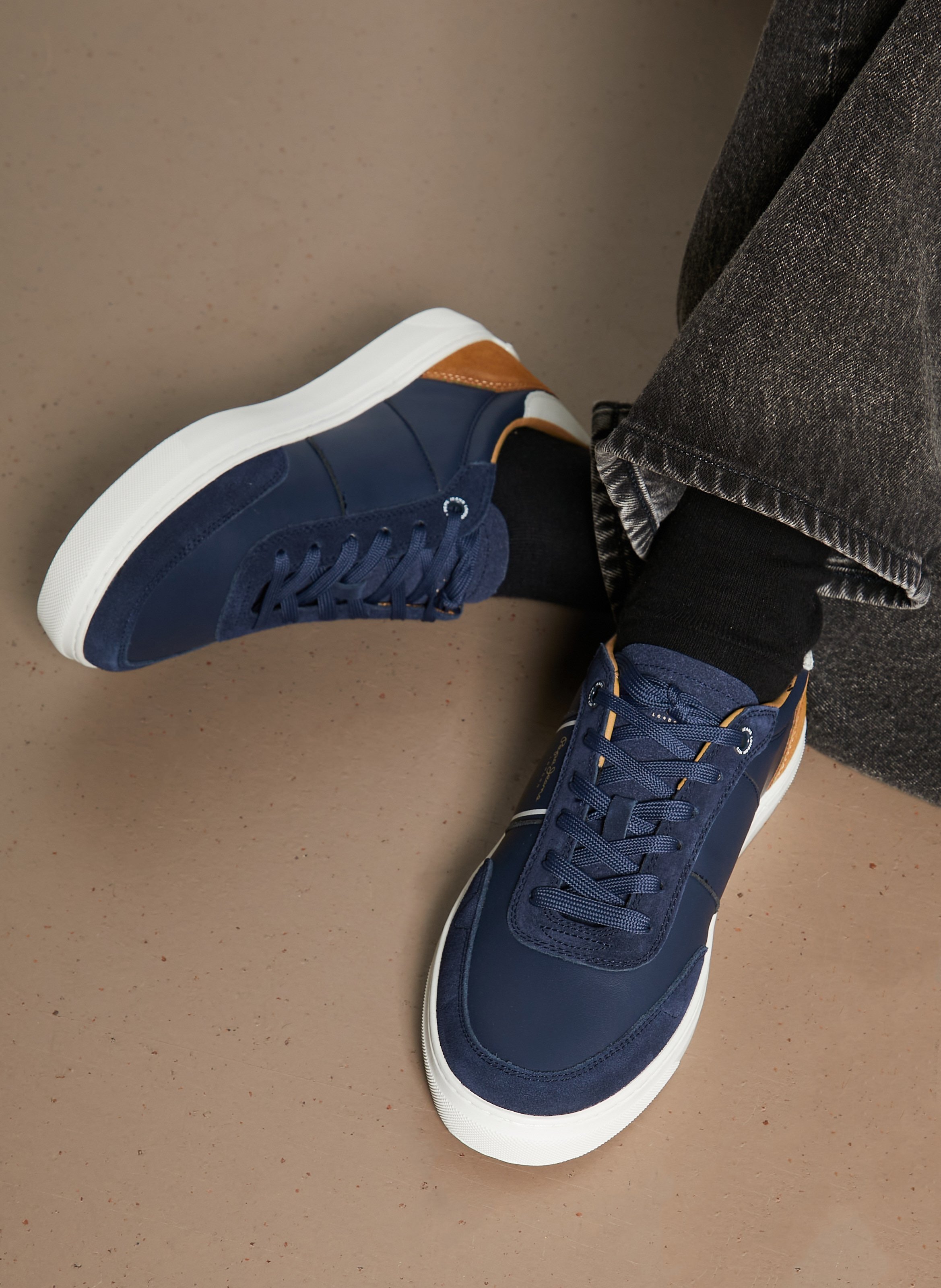 Low-top dual-material sneakers PEPE JEANS Blue