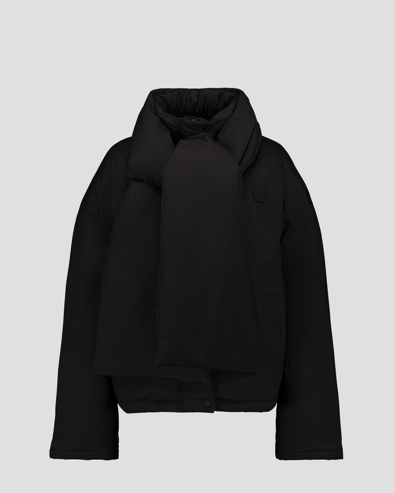 Extreme cold weather puffer jacket with removable scarf Claude JOTT Black