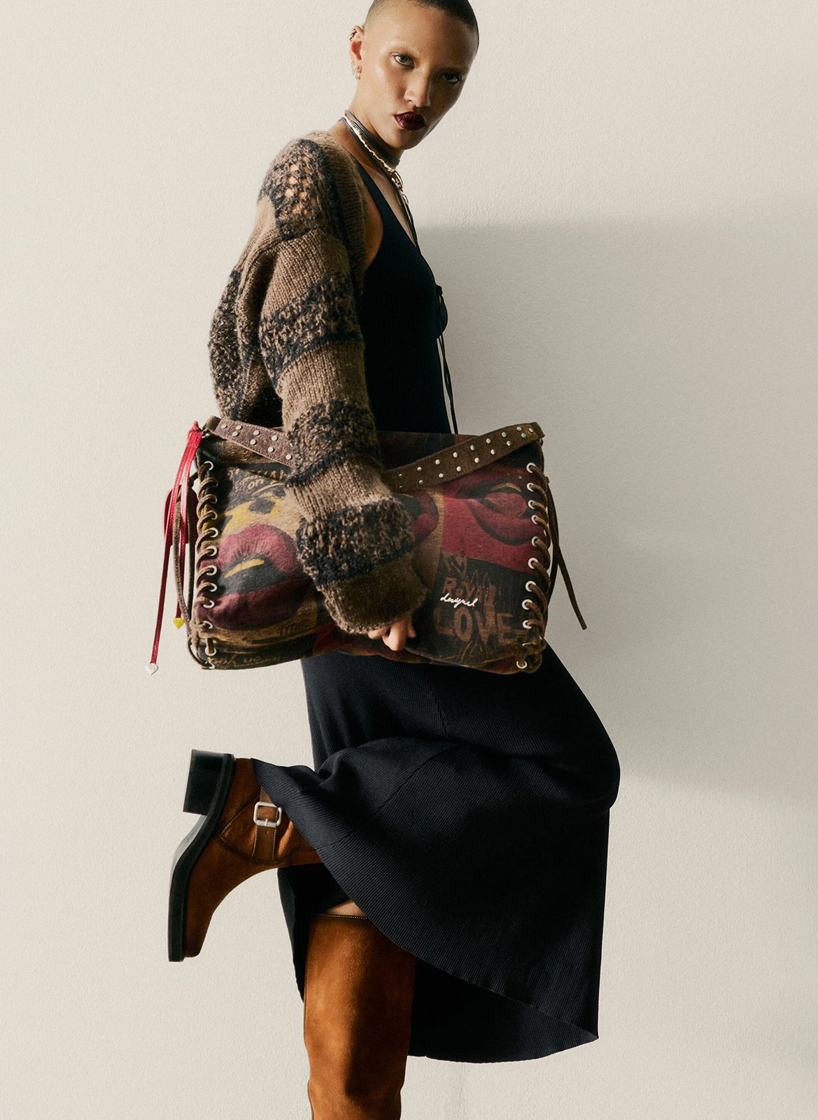 2-in-1 Strickkleid DESIGUAL Schwarz