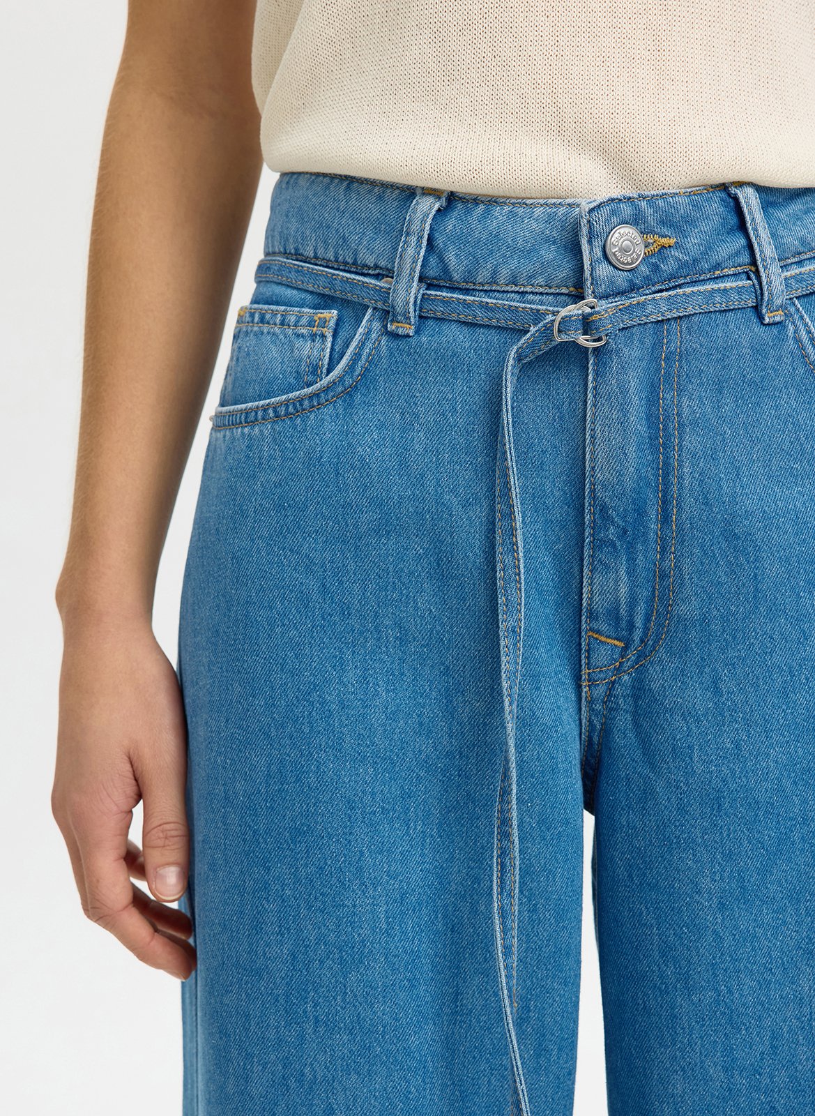 Straight organic cotton-blend Bermuda shorts SELECTED Blue