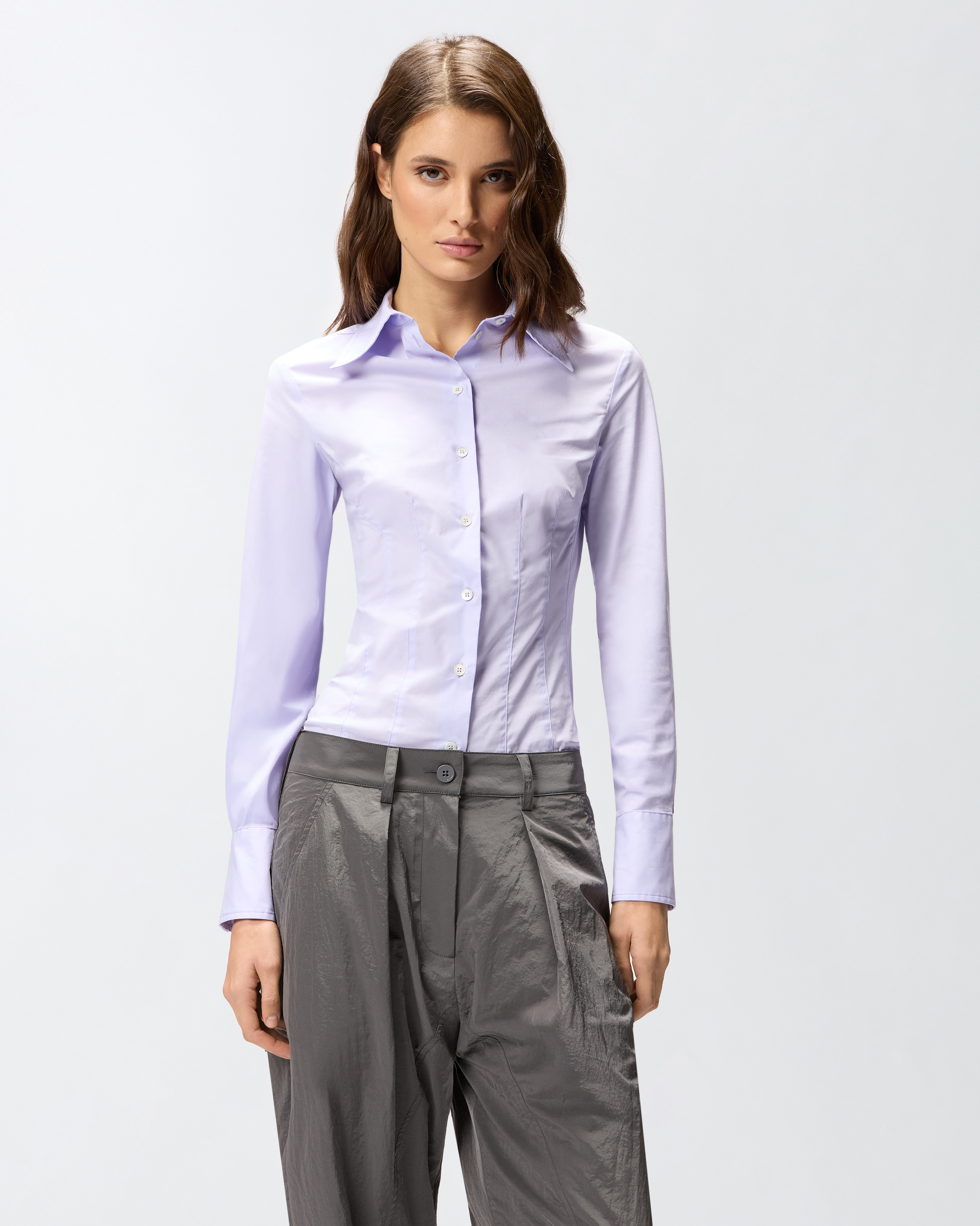 Cotton poplin shirt PINKO Purple