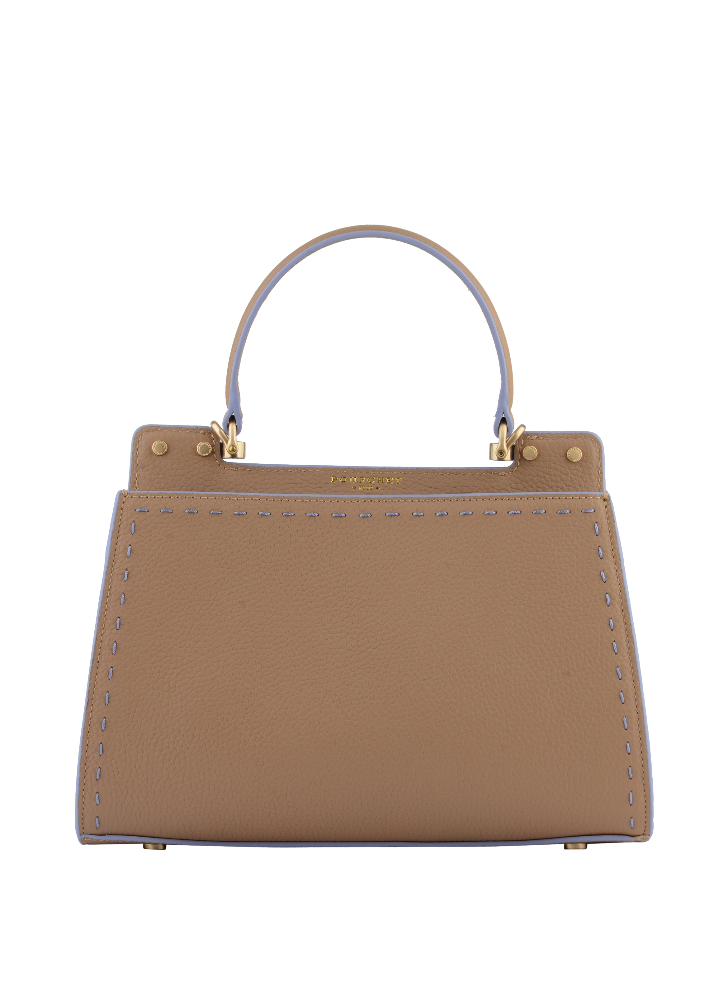 Calfskin leather handbag POURCHET Brown