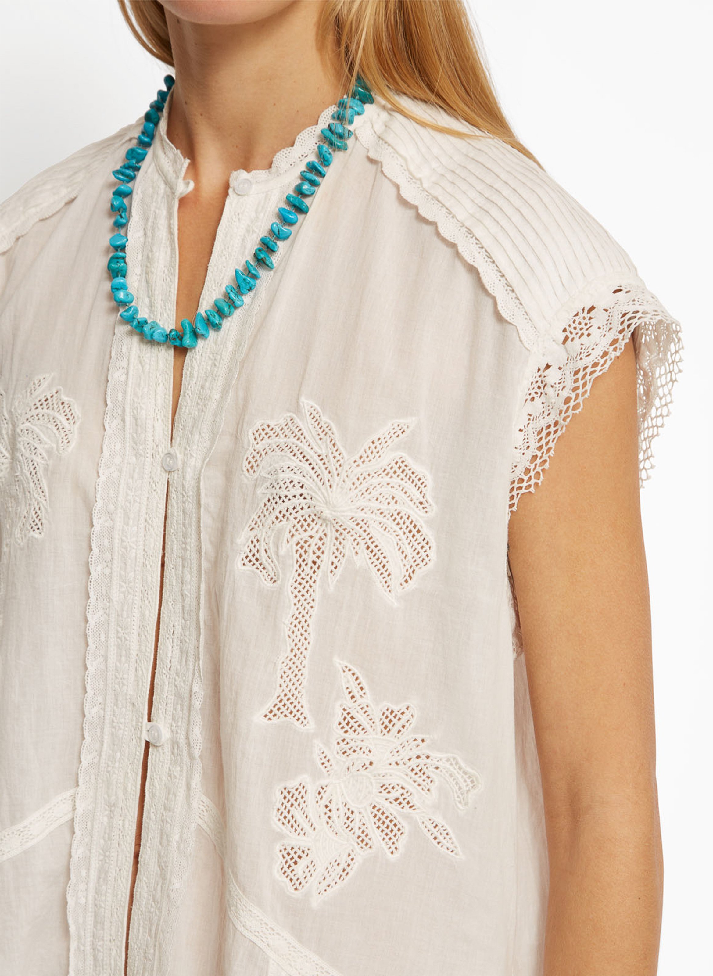 Blouse col rond en coton ROSEANNA Blanc