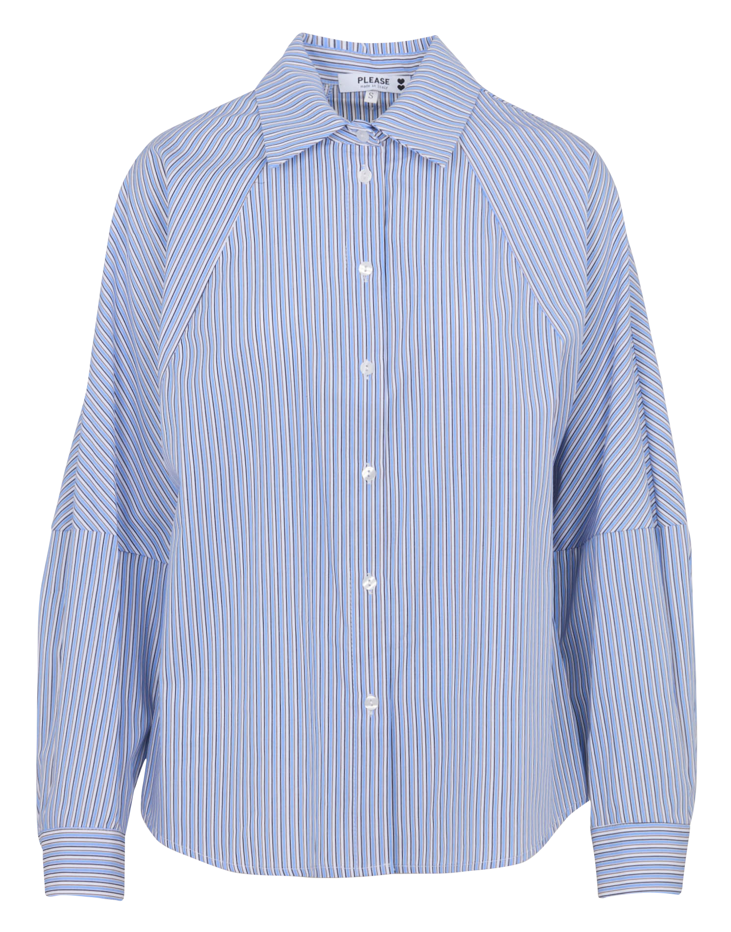 Oversized cotton shirt with classic collar PLEASE White