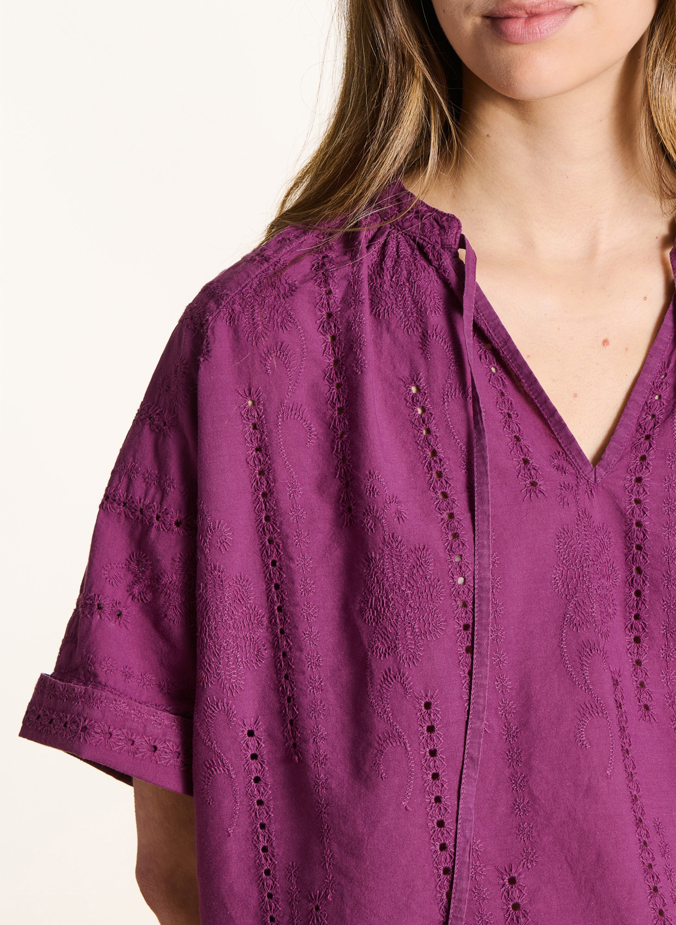 Blouse ample en coton LA FEE MARABOUTEE Violet
