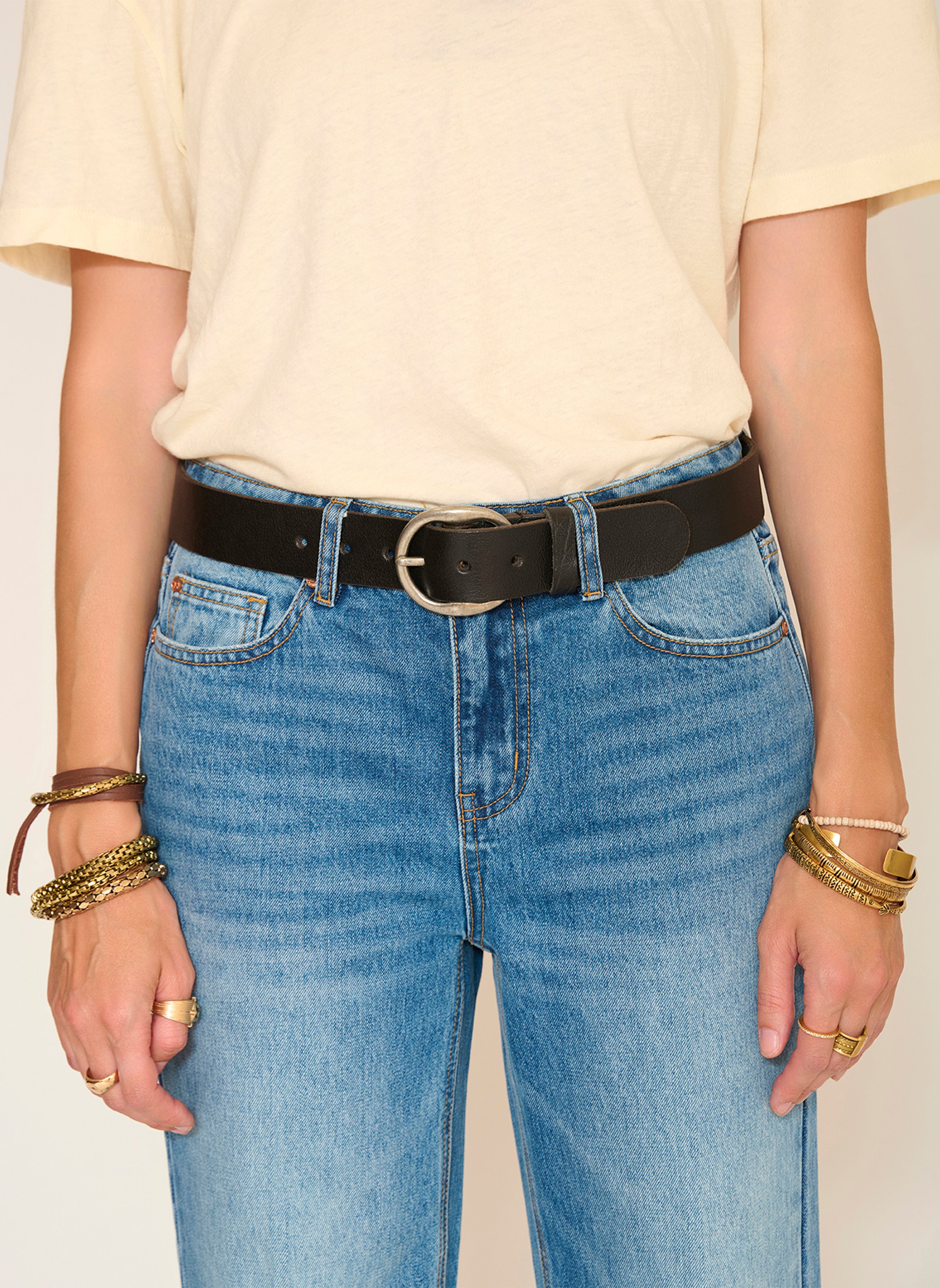 Ledergürtel mit Schnalle MKT Schwarz