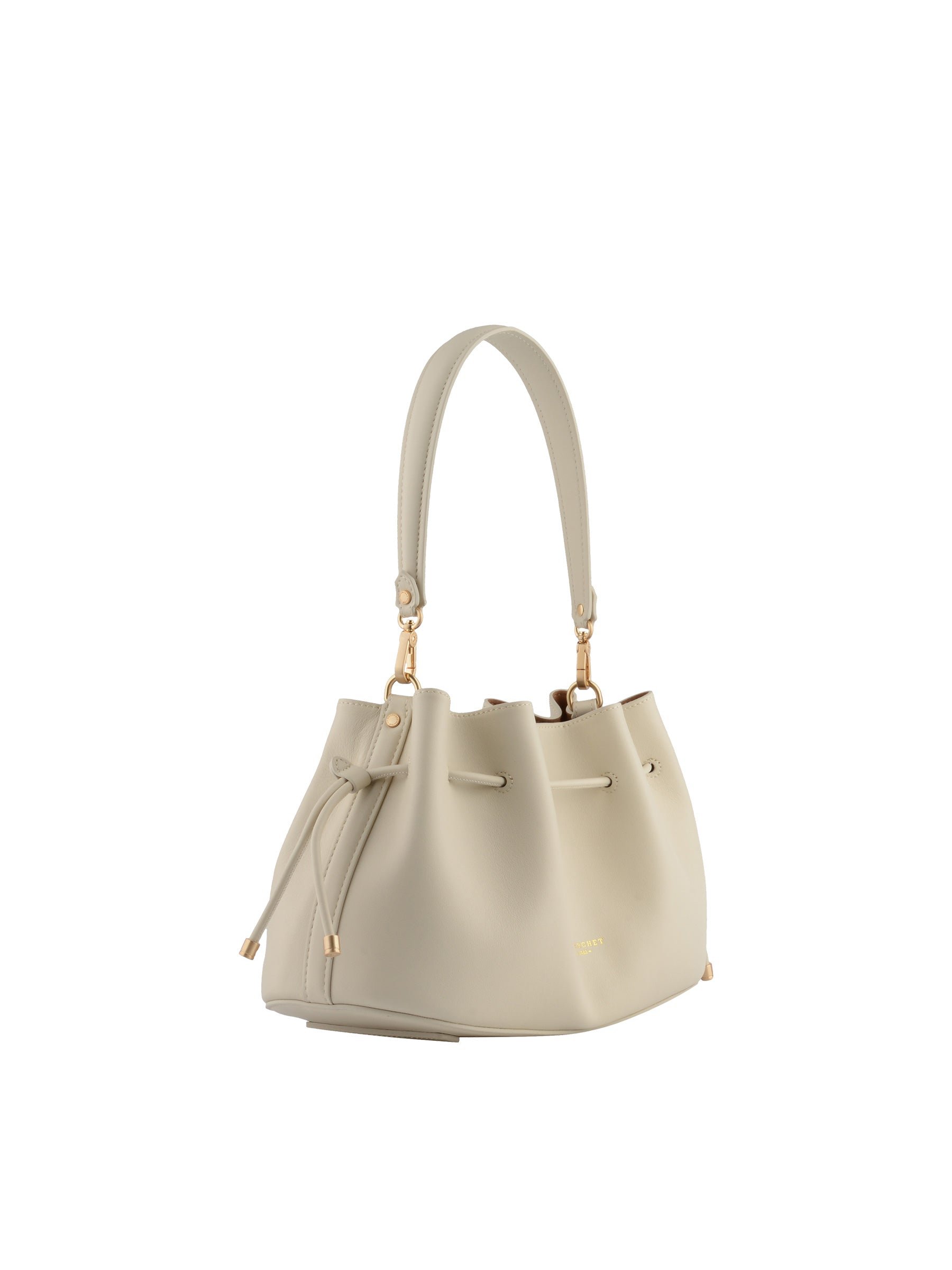 Calfskin leather shoulder bag POURCHET Beige