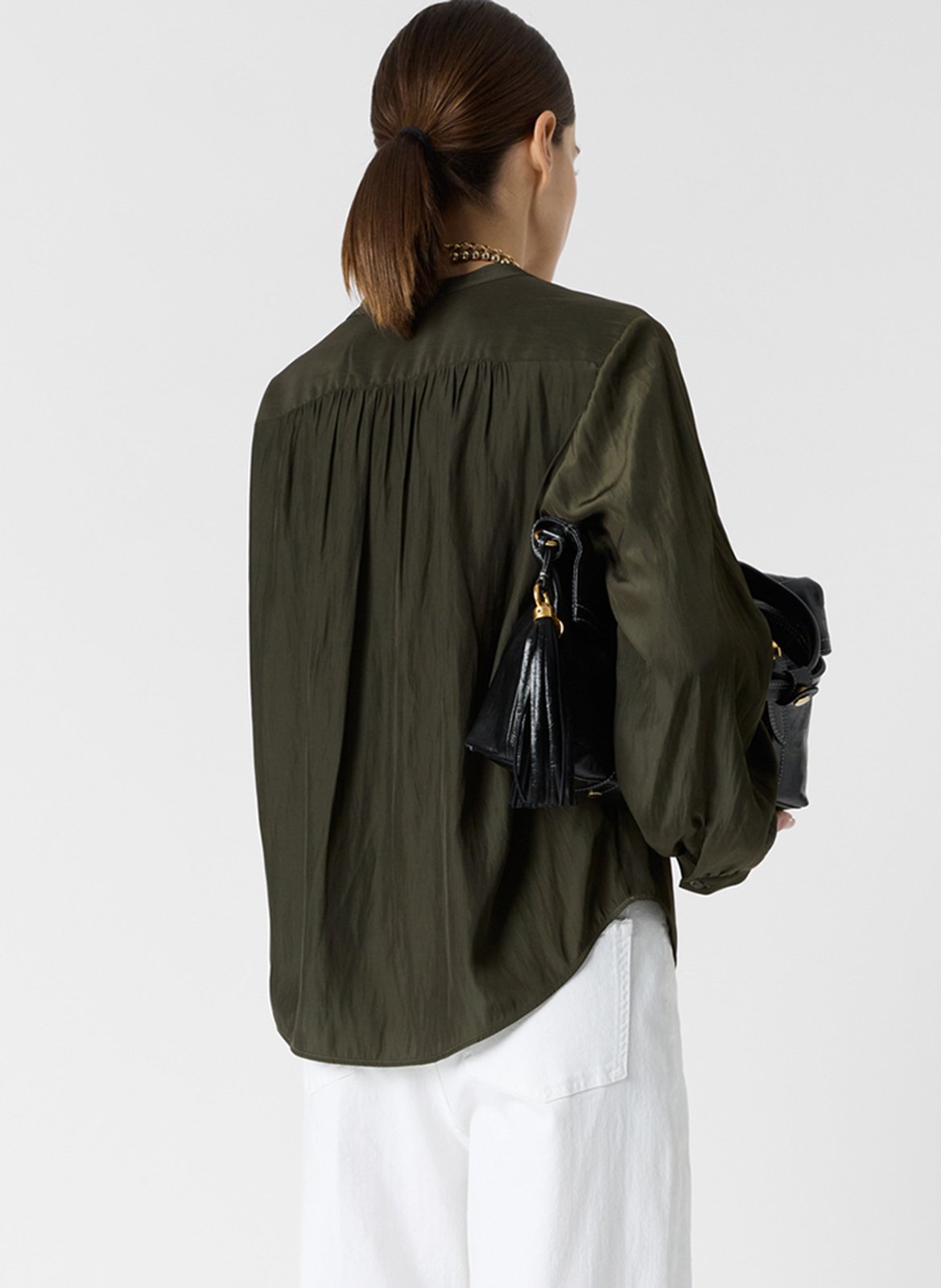 Chemisier droit col rond uni GERARD DAREL Vert