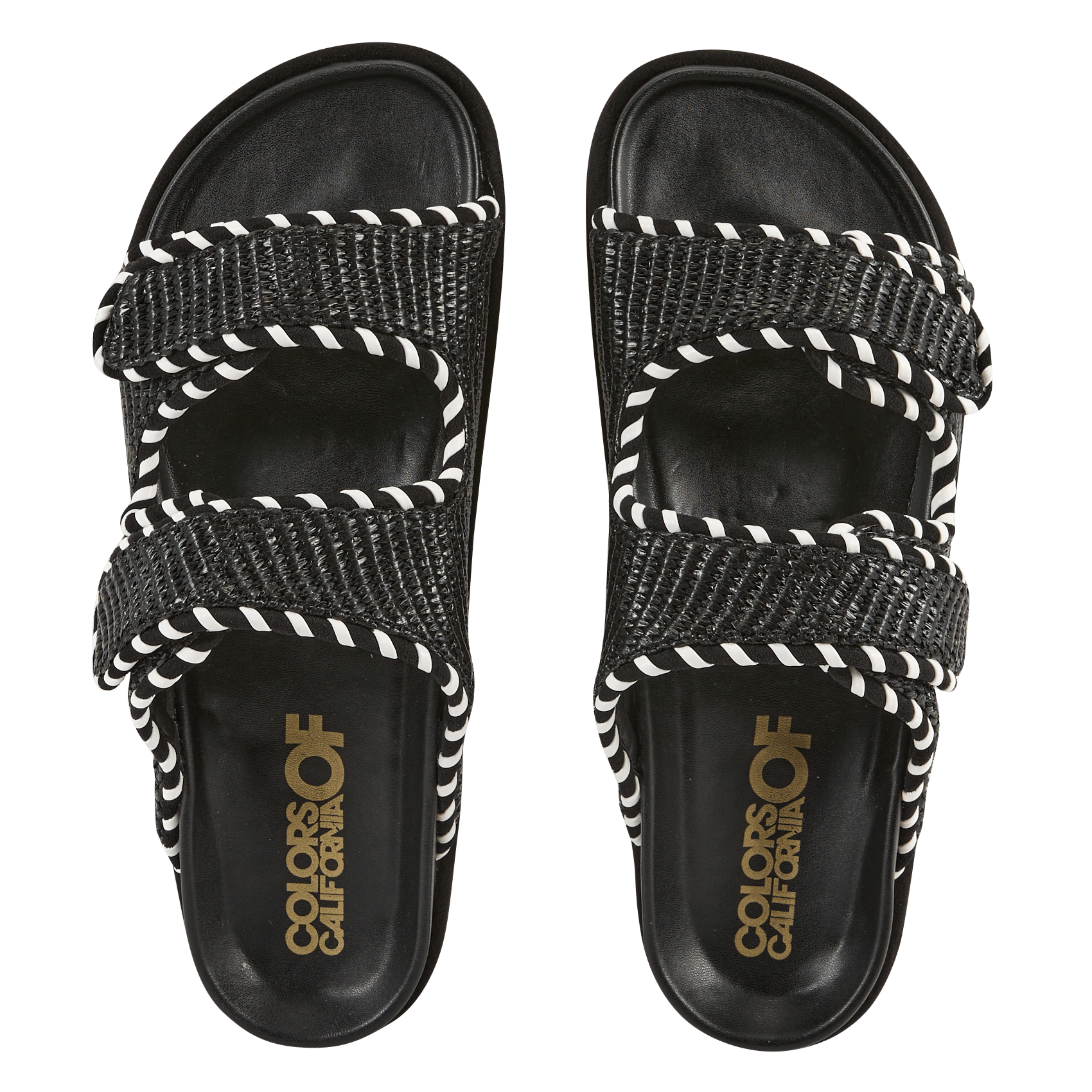 Flache Stroh-Sandalen COLORS OF CALIFORNIA Schwarz