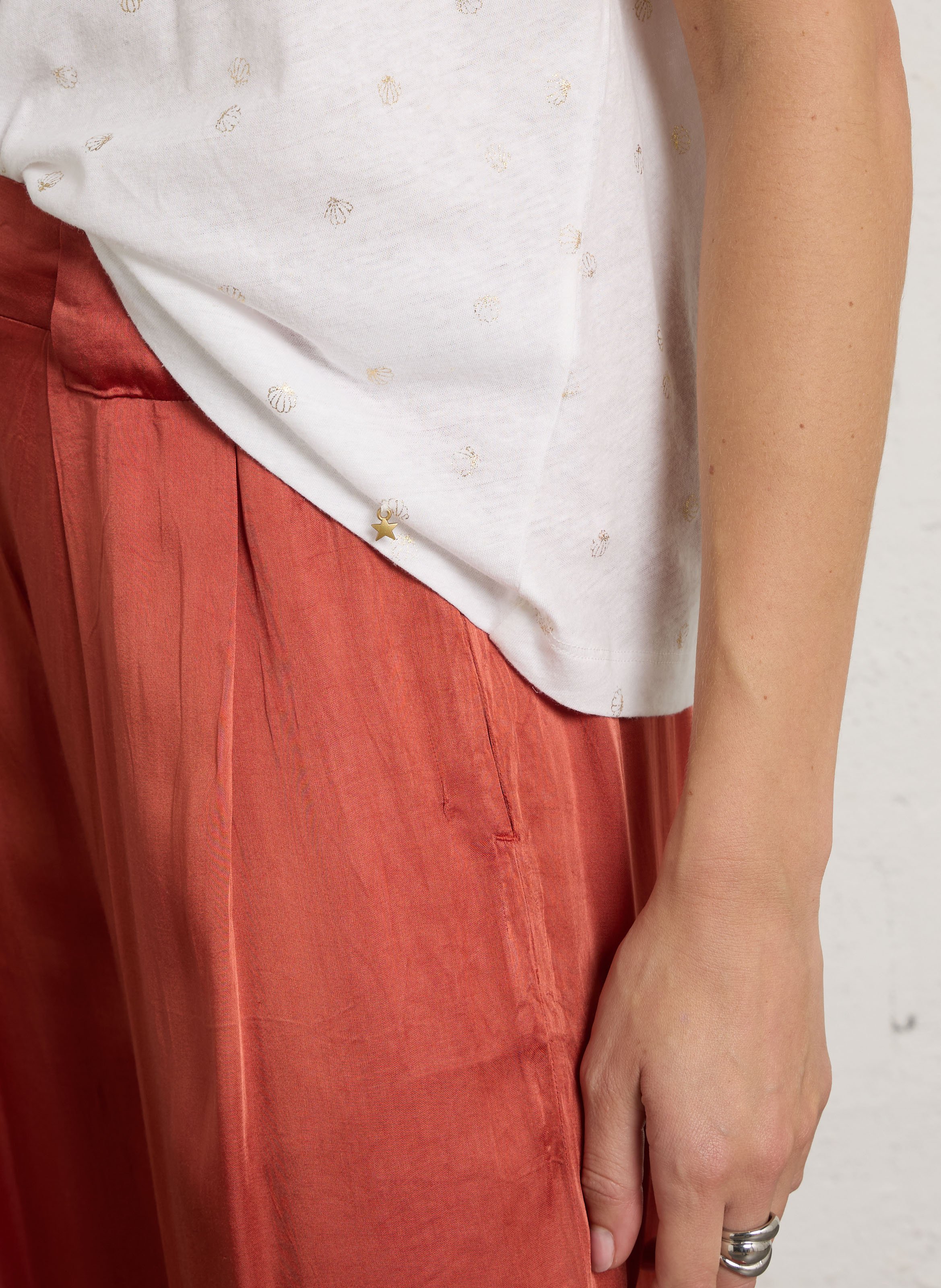 Boxy jacquard t-shirt DES PETITS HAUTS White