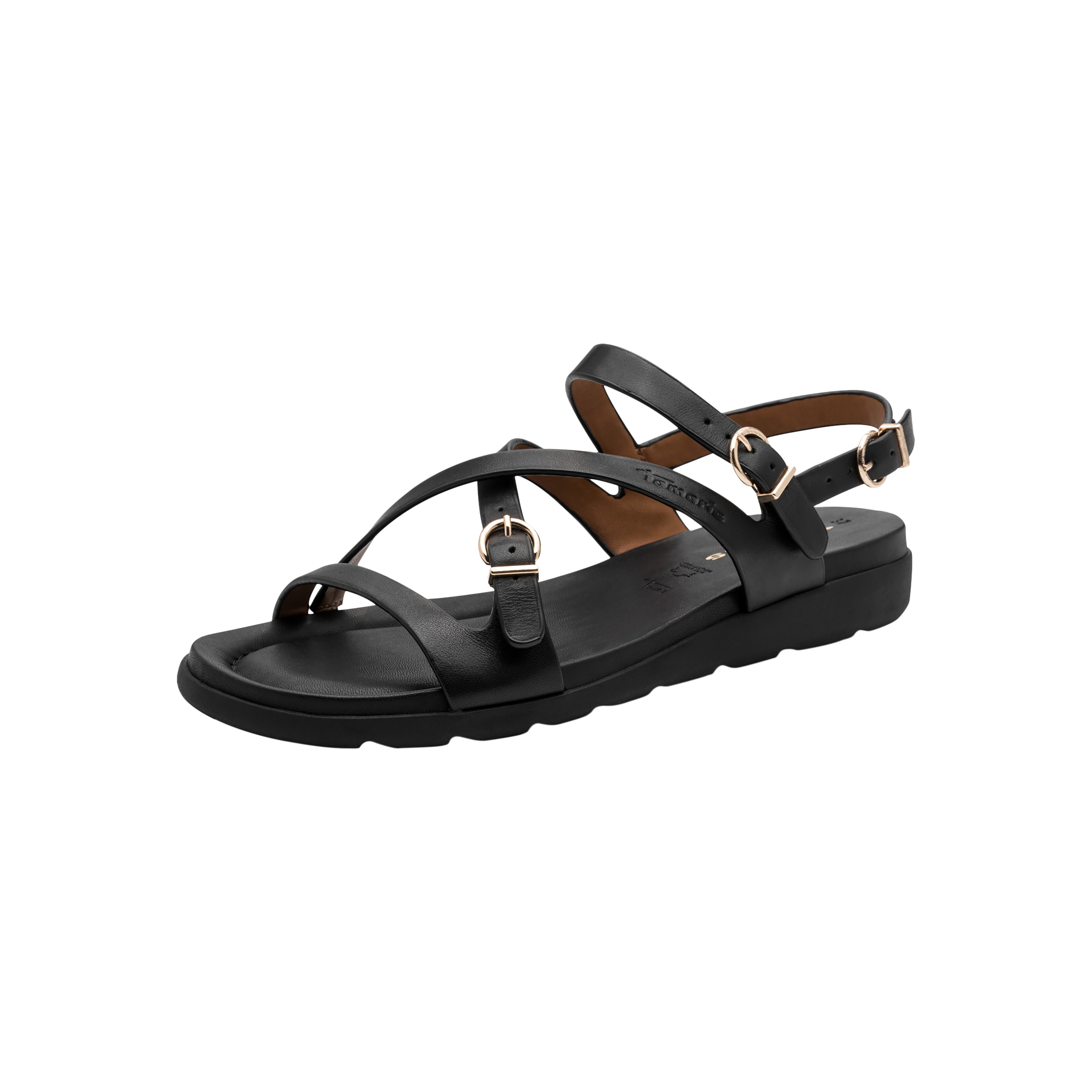 Sandales cuir plate TAMARIS Noir