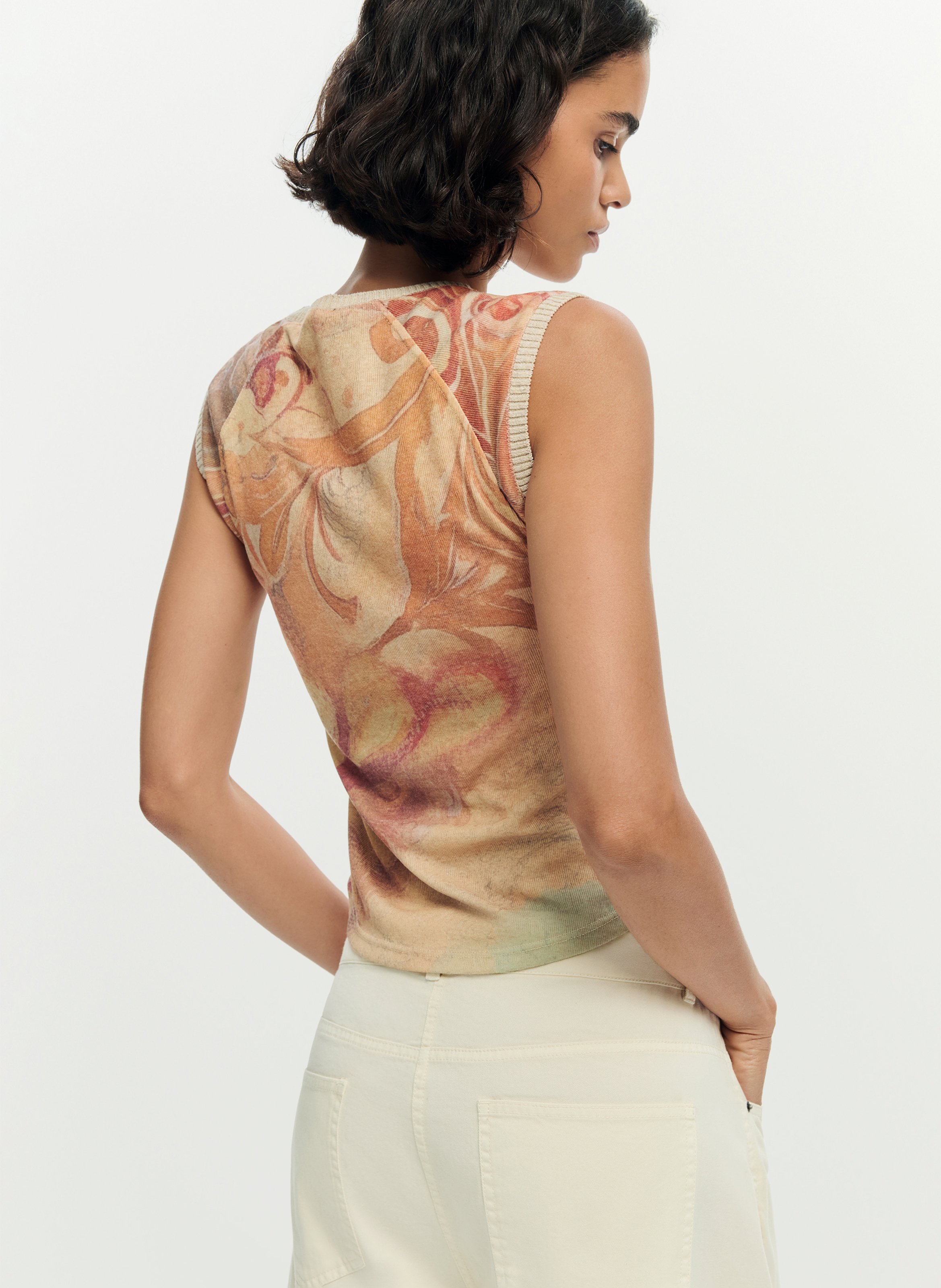 Top imprimé col rond  DESIGUAL Multicolore