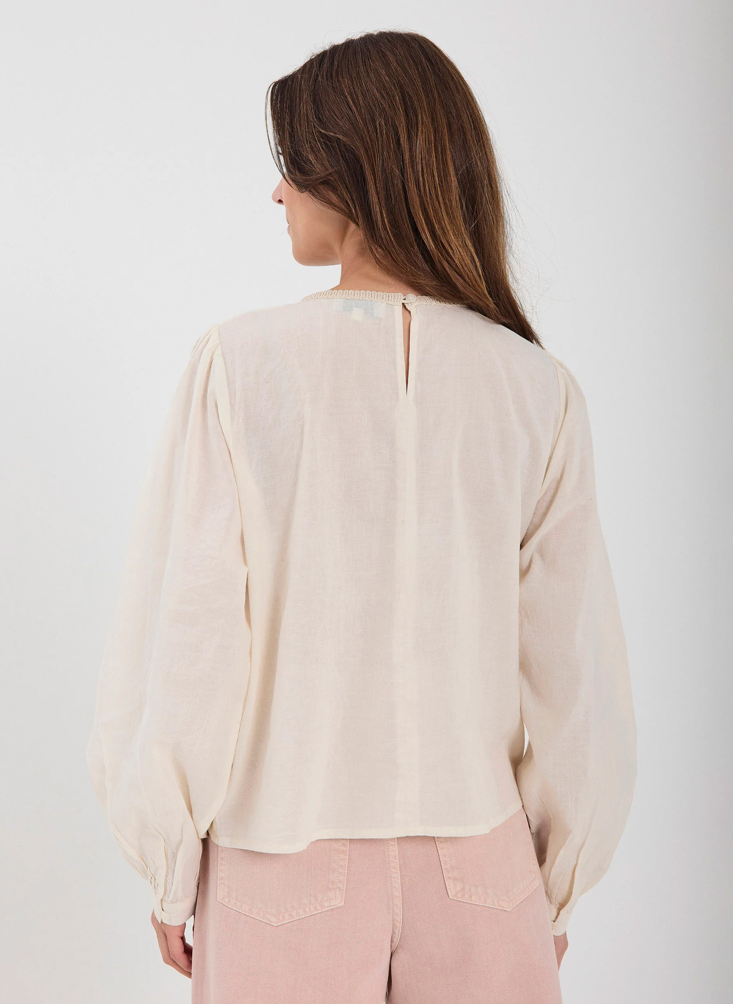 Round-neck cotton blouse NORR White