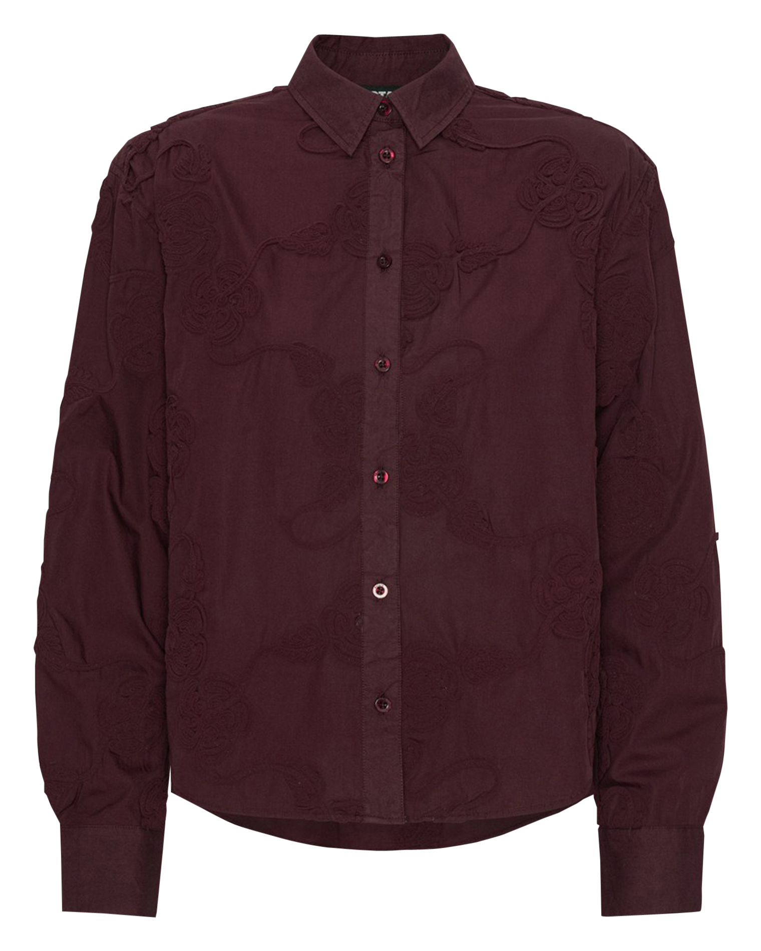Chemise droite unie brodée ROTATE Marron