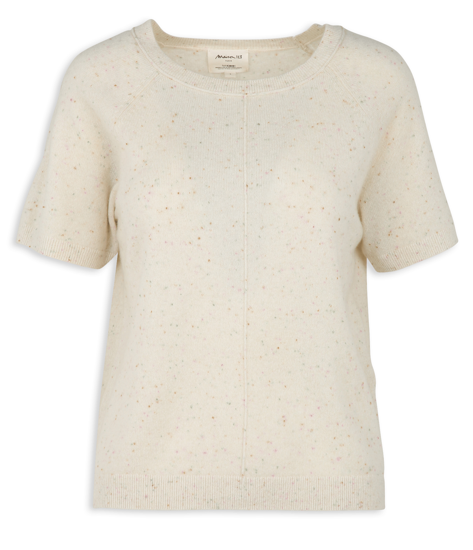 Round neck straight fit speckled cashmere sweater MAISON 123 Beige