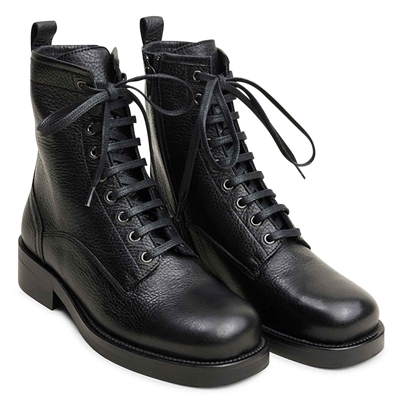 Lace-up leather ankle boots JONAK Black