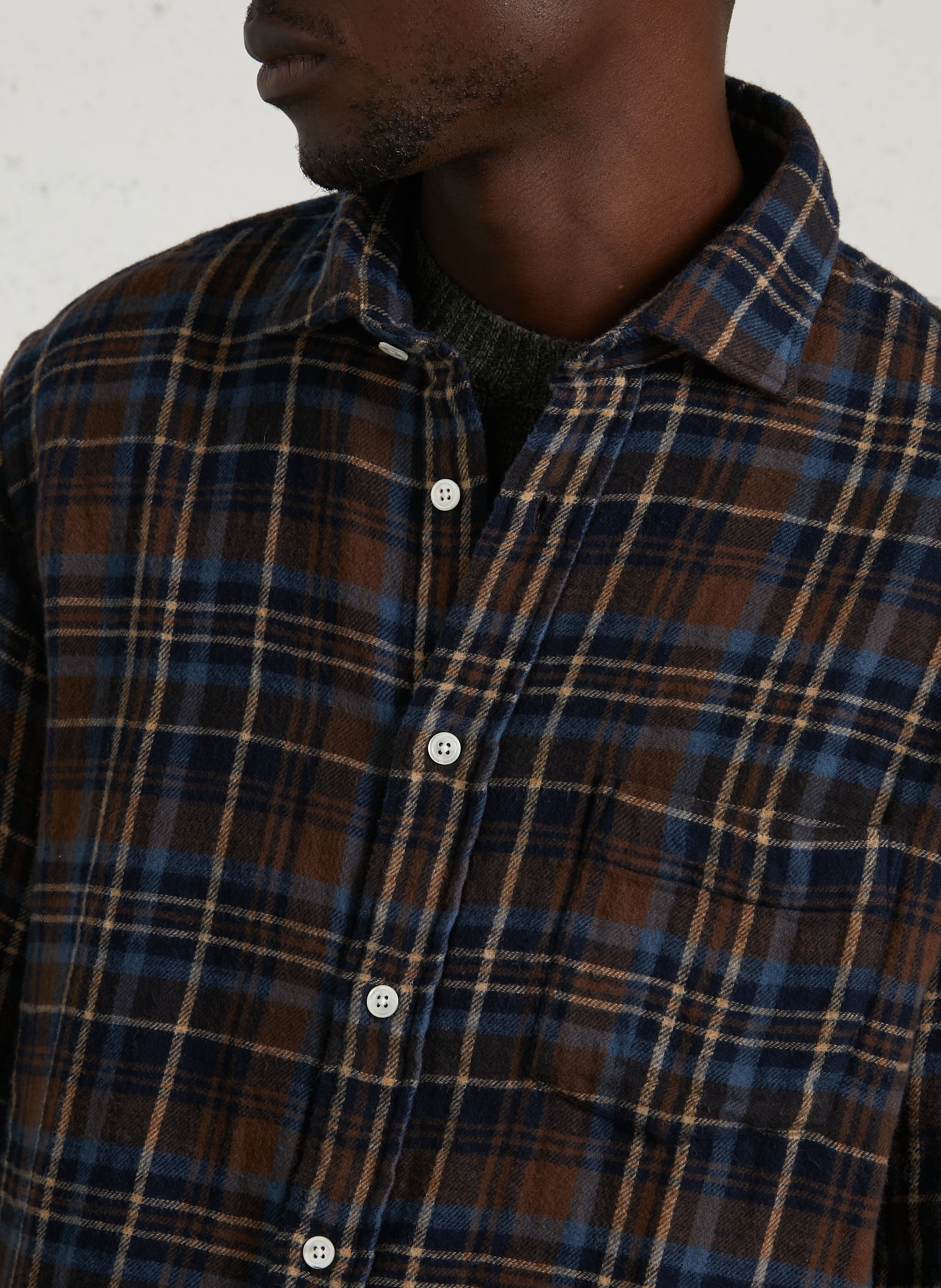 Chemise col classique en coton HARTFORD Marron