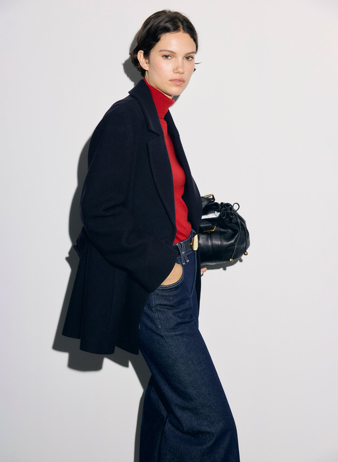 Manteau droit col tailleur en laine mélangée GERARD DAREL Bleu